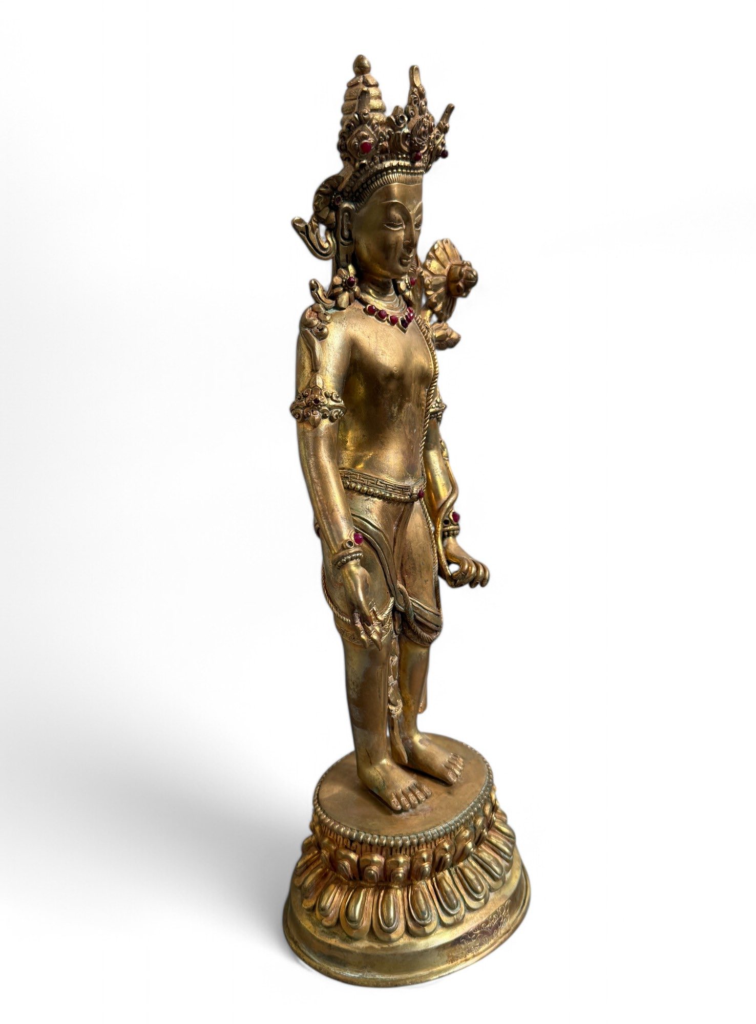 Padmapani Bronze Statue Nepal Skulptur vergoldet 37 cm groß