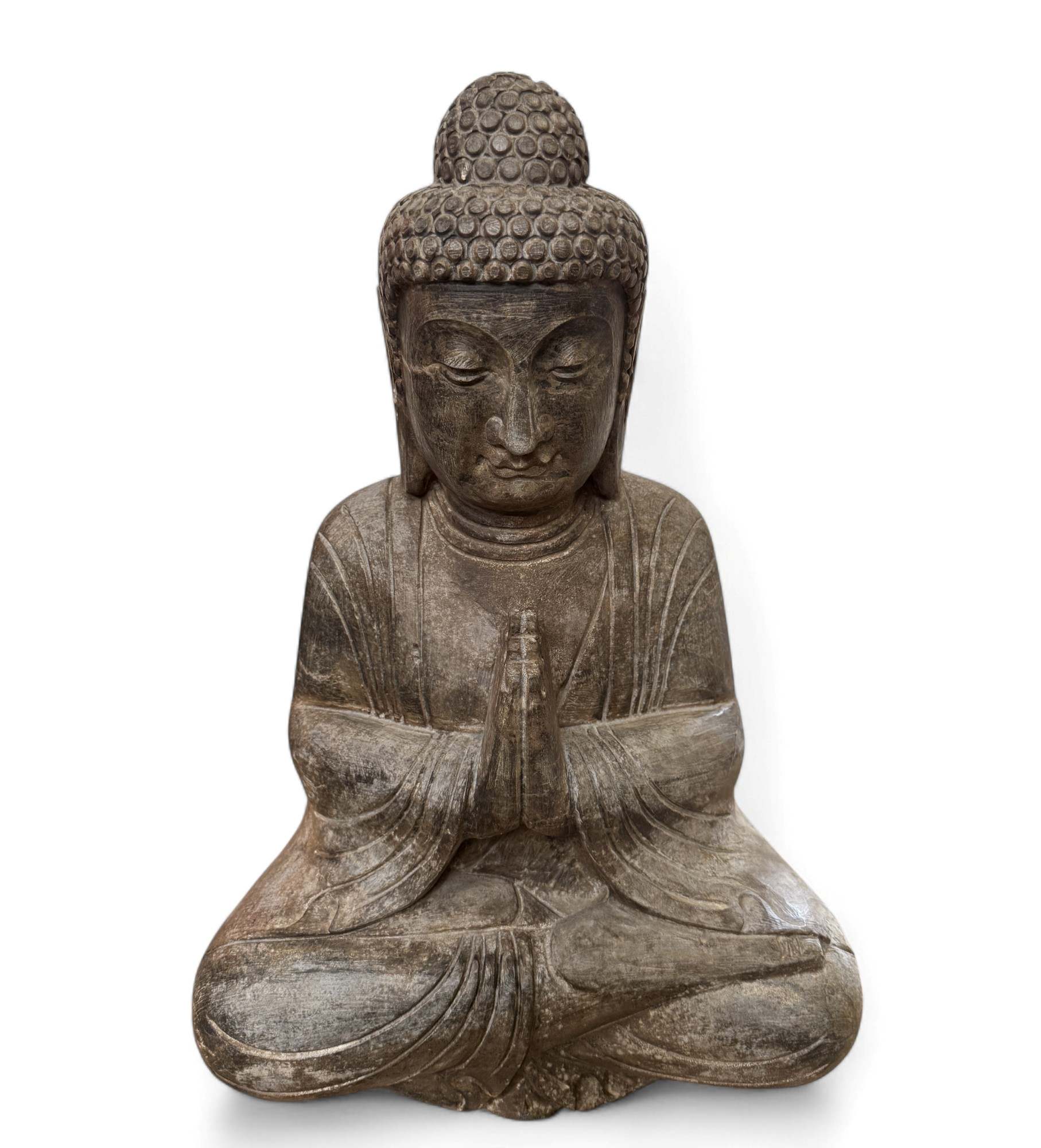 Buddha Garten Statue Naturstein Namaskar Mudra 58 cm groß frostfest