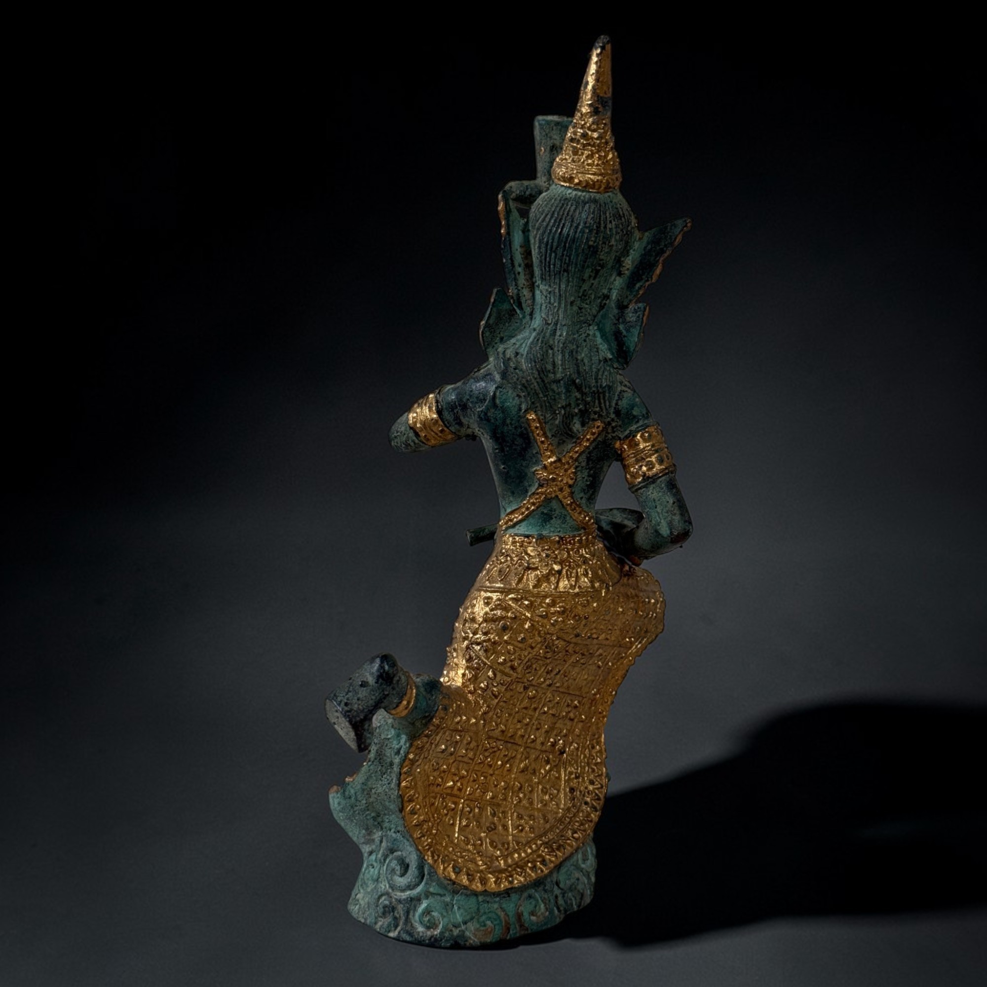 Thailändischer Tempelmusiker Bronze Figur 19 cm groß