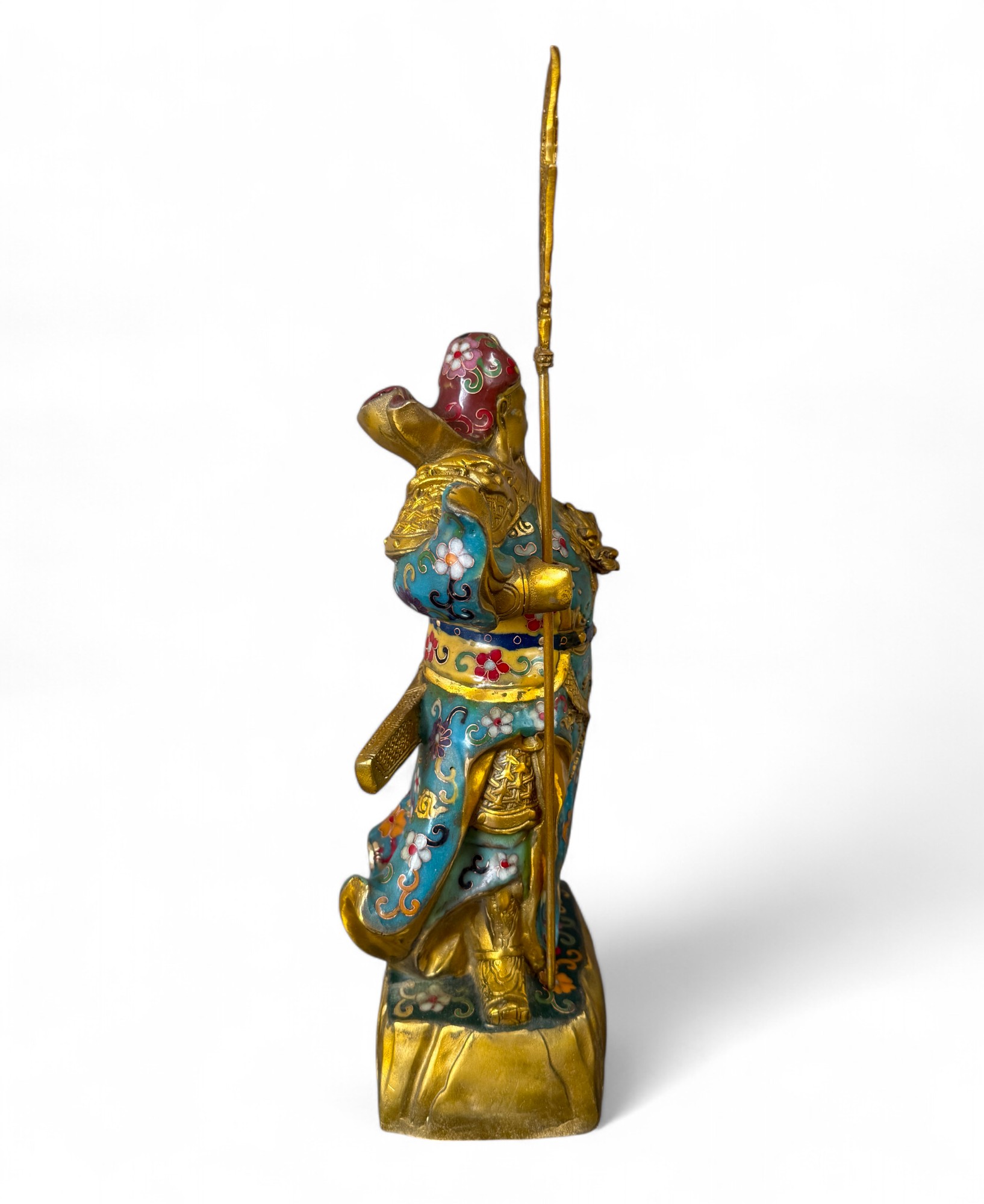 General Guan Yu China Bronze Krieger Figur Cloisonne Skulptur