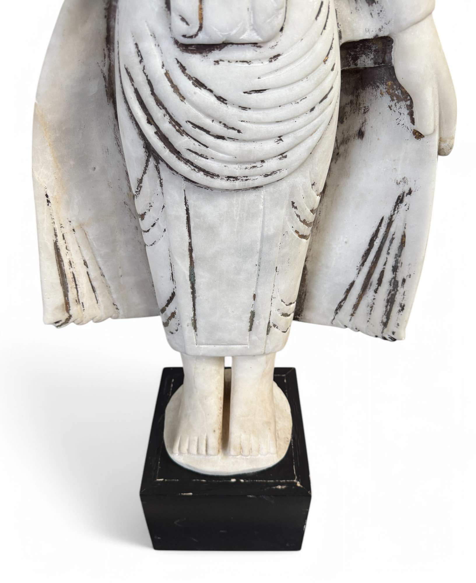 Alte Burma Buddha Statue aus Marmor Stein 108 cm groß