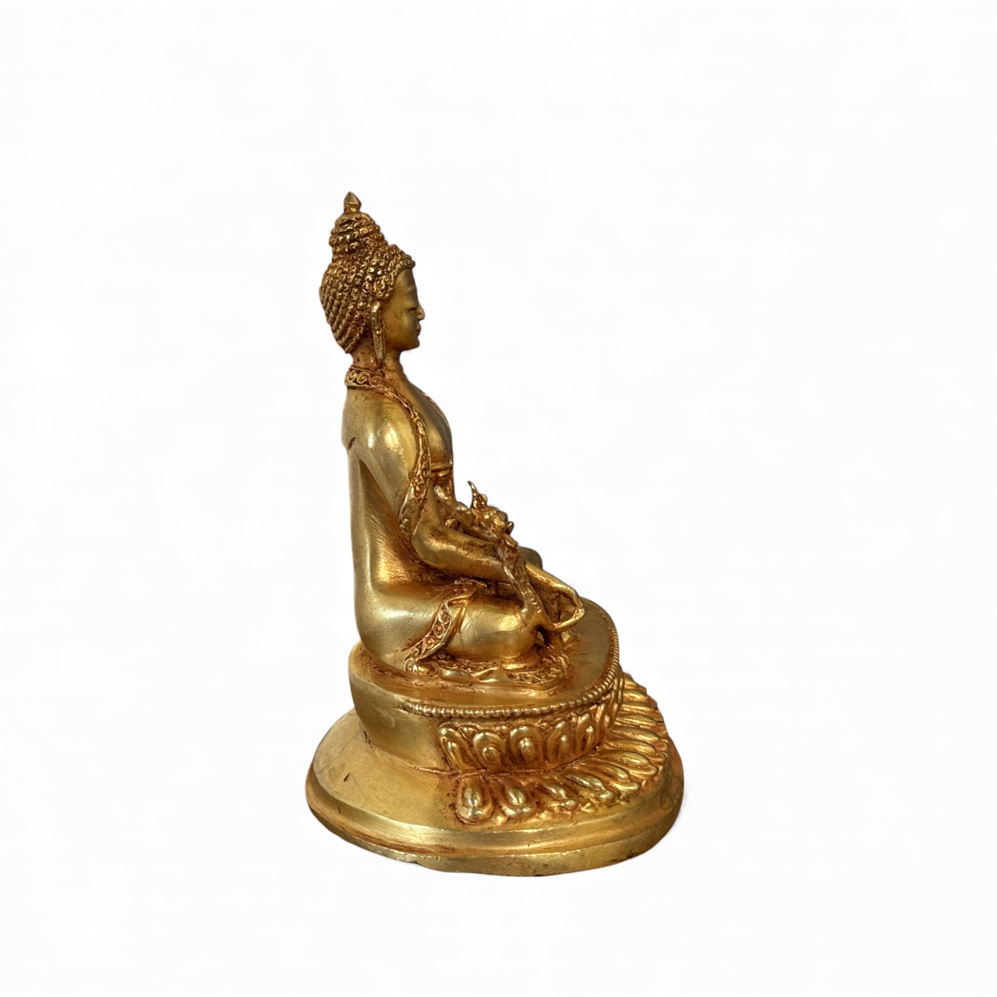 Medizin Buddha Figur Bronze vergoldet, Nepal