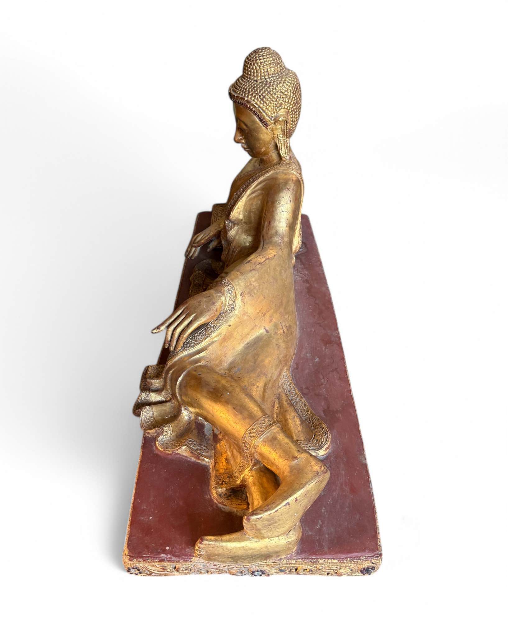 Alte Lacquerware Mandalay Buddha Skulptur Burma Statue 110 cm