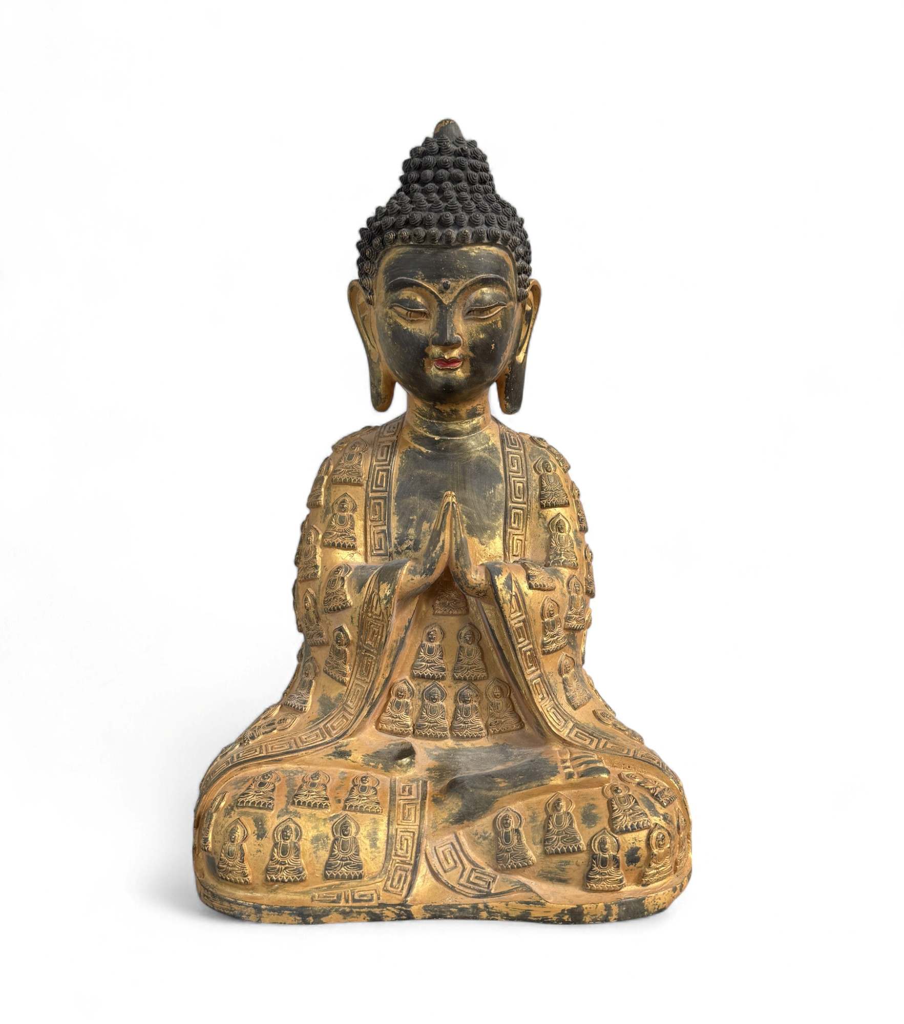 Buddha Skulptur mit Anjali Mudra aus Bronze - 41 cm groß