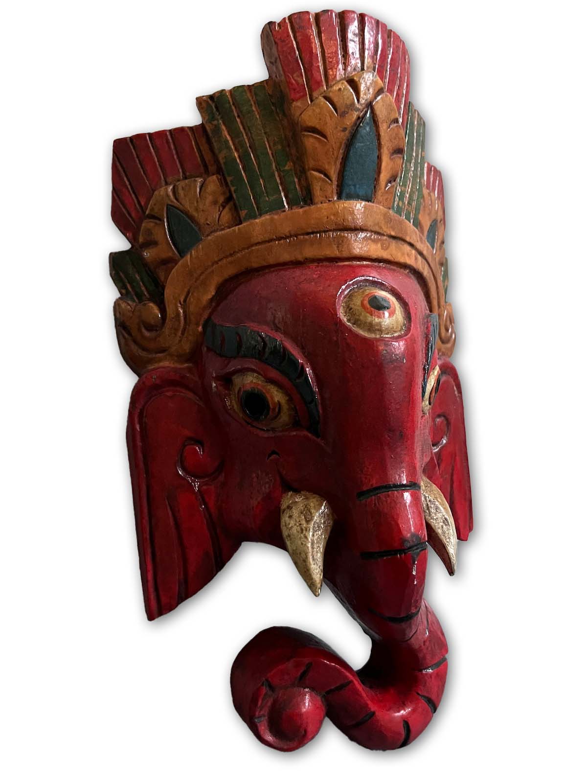 Ganesha Figur Holz Wandmaske Indien