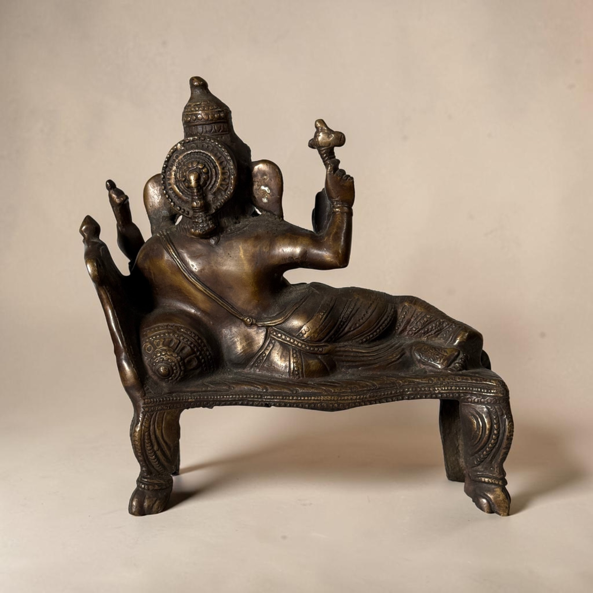 Alte Ganesha Figur Skulptur aus Bronze und Messing Indien 29cm 4,8kg