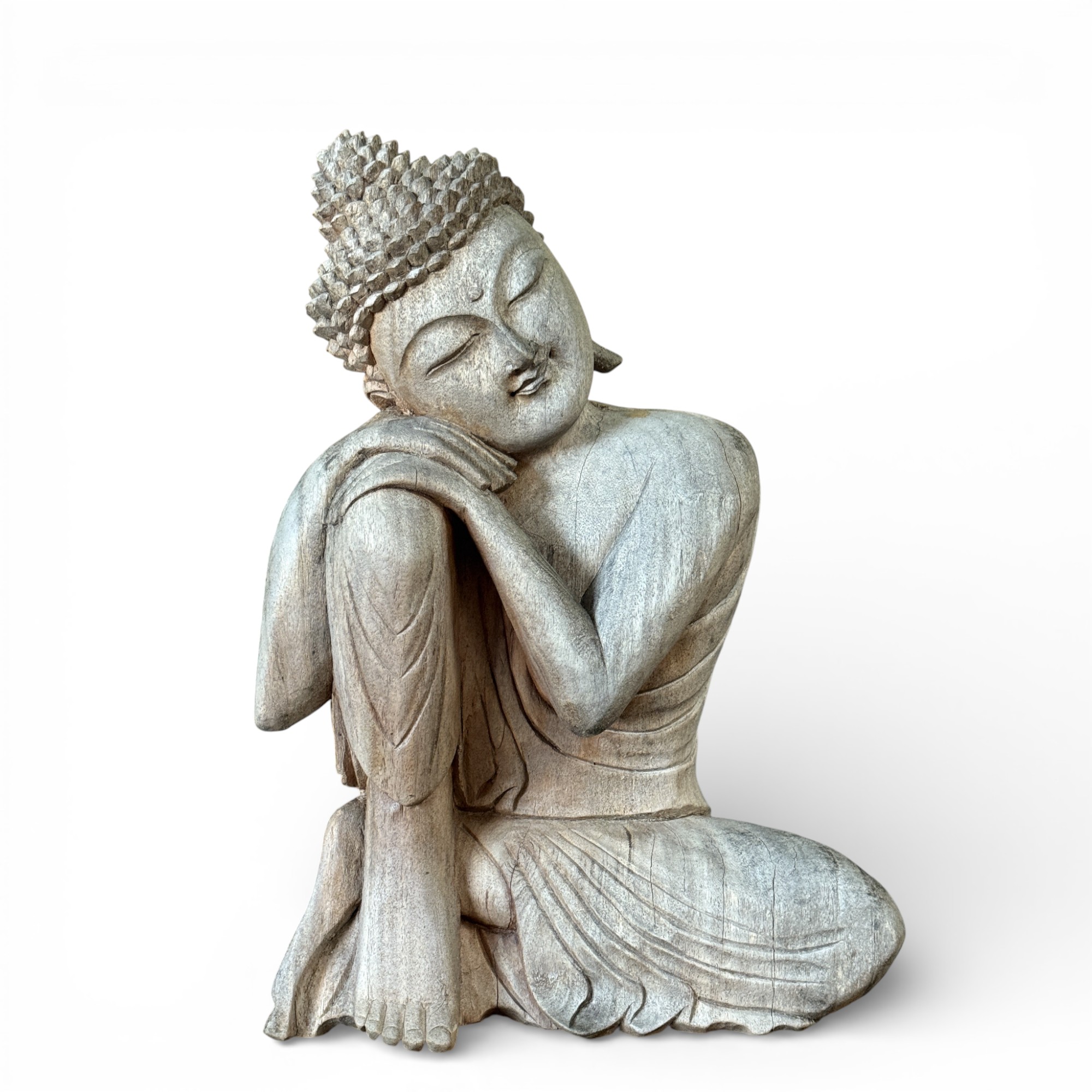 Ruhende Buddha Figur aus Suar Holz - 42 cm groß
