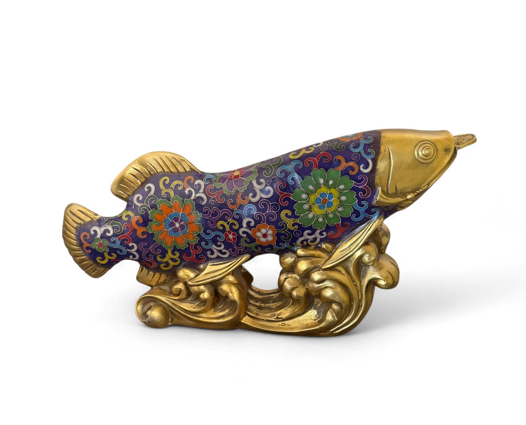 Koifisch Bronze Skulptur Cloisonne Figur Reichtumssymbol