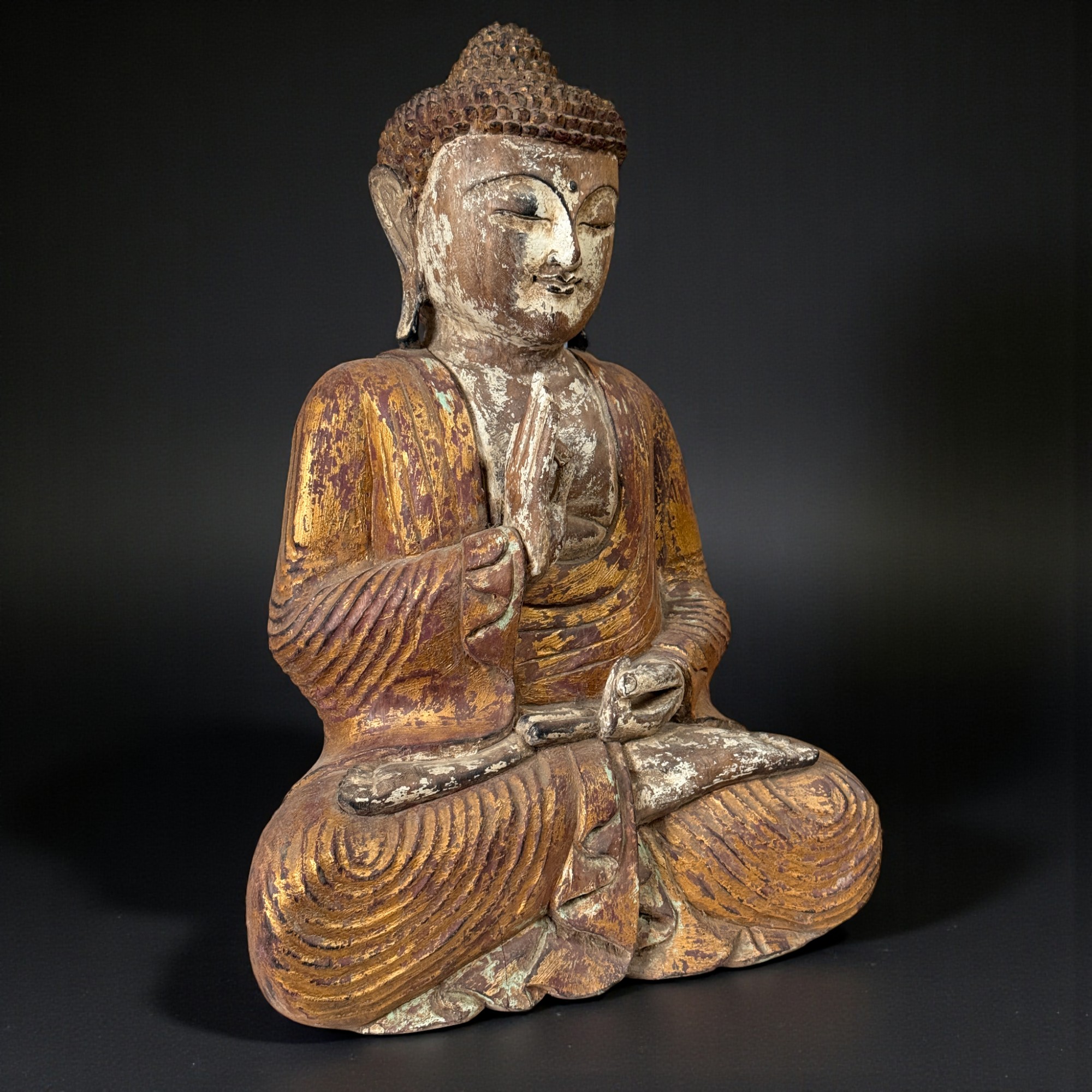 Großer Holz Buddha Skulptur - Vitarka Mudra - 63 cm groß