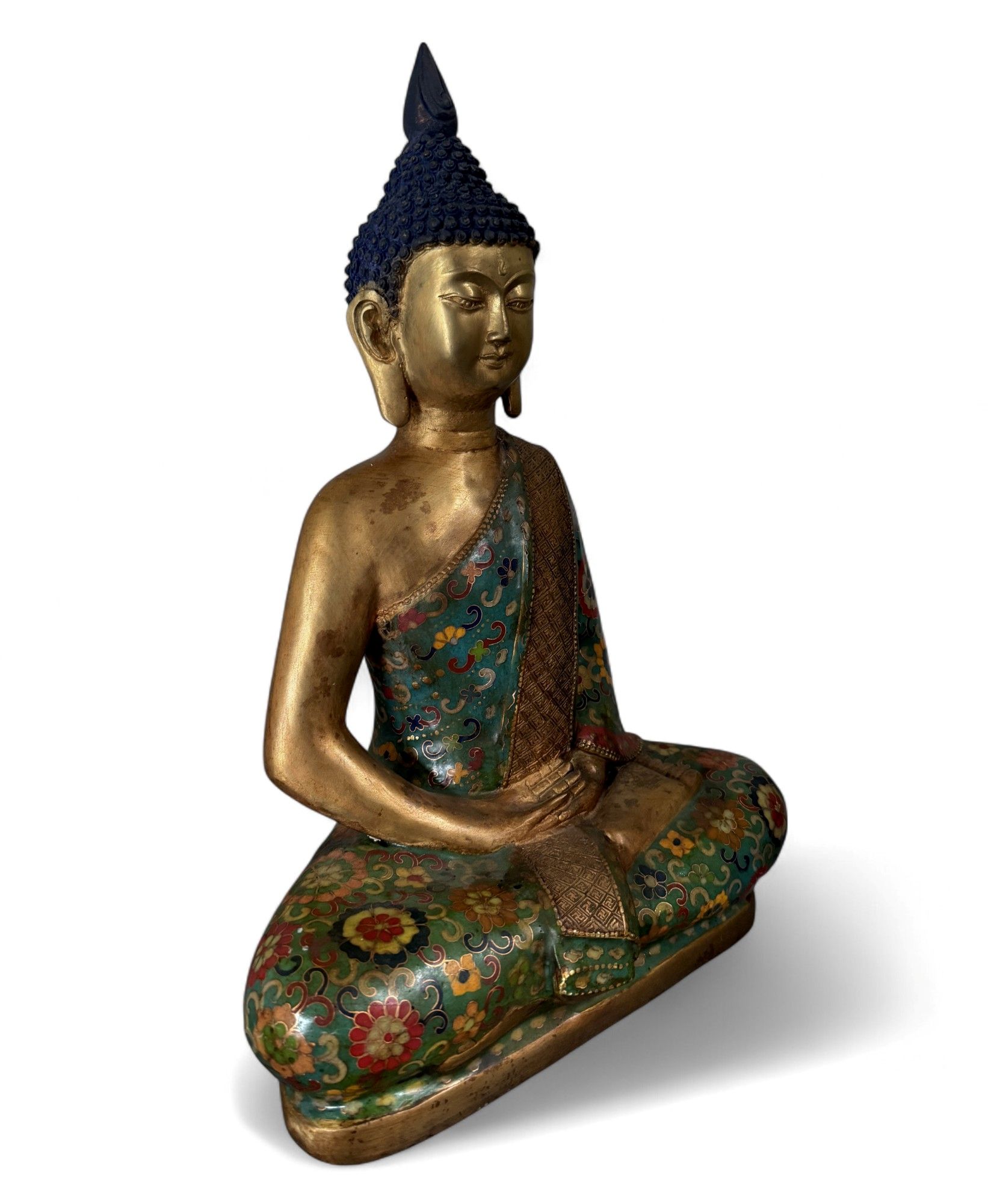 Buddha Figur Bronze China Cloisonne Skulptur 39 cm groß