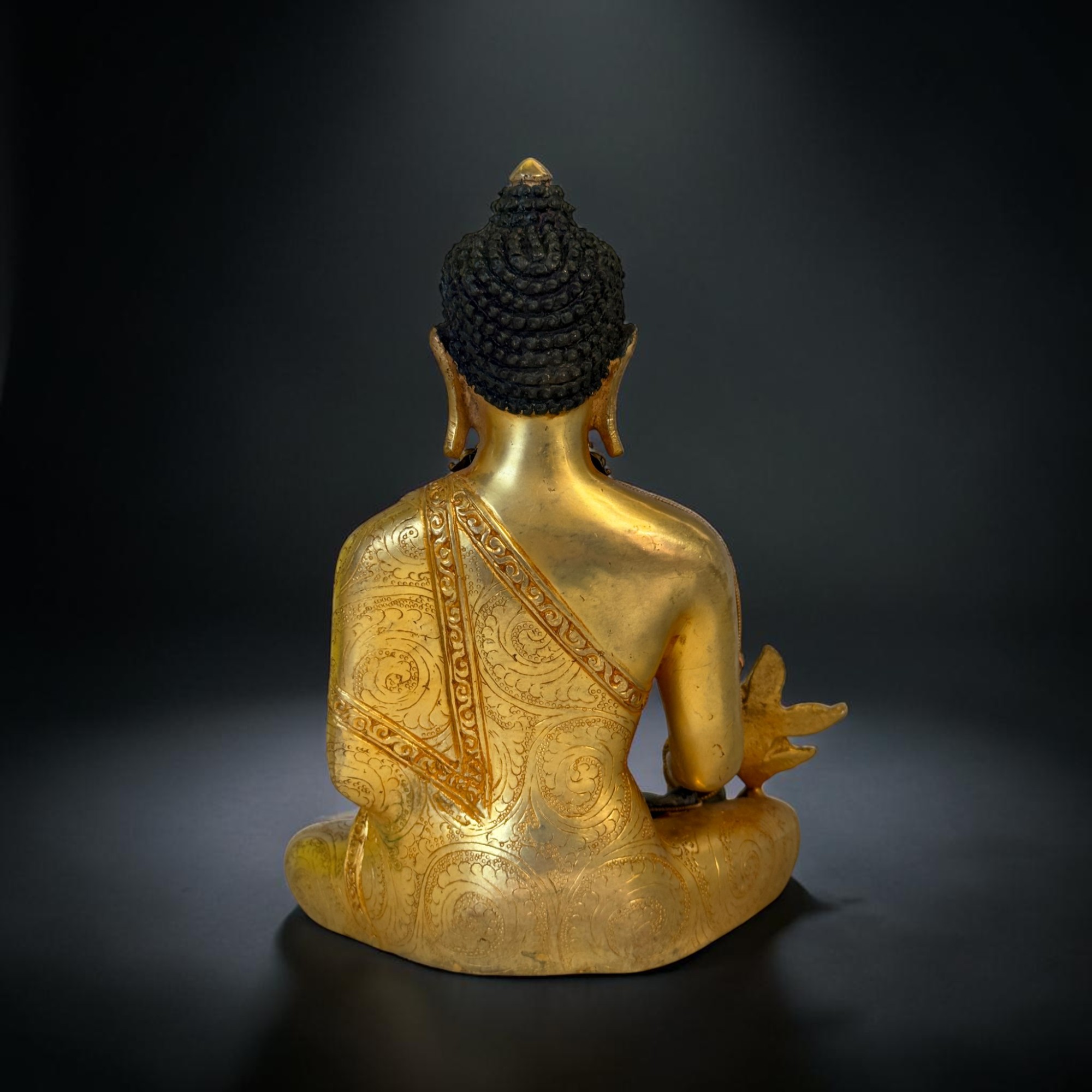 Medizin Buddha Figur Bronze Feuervergoldet mit Lapislazuli – 22cm