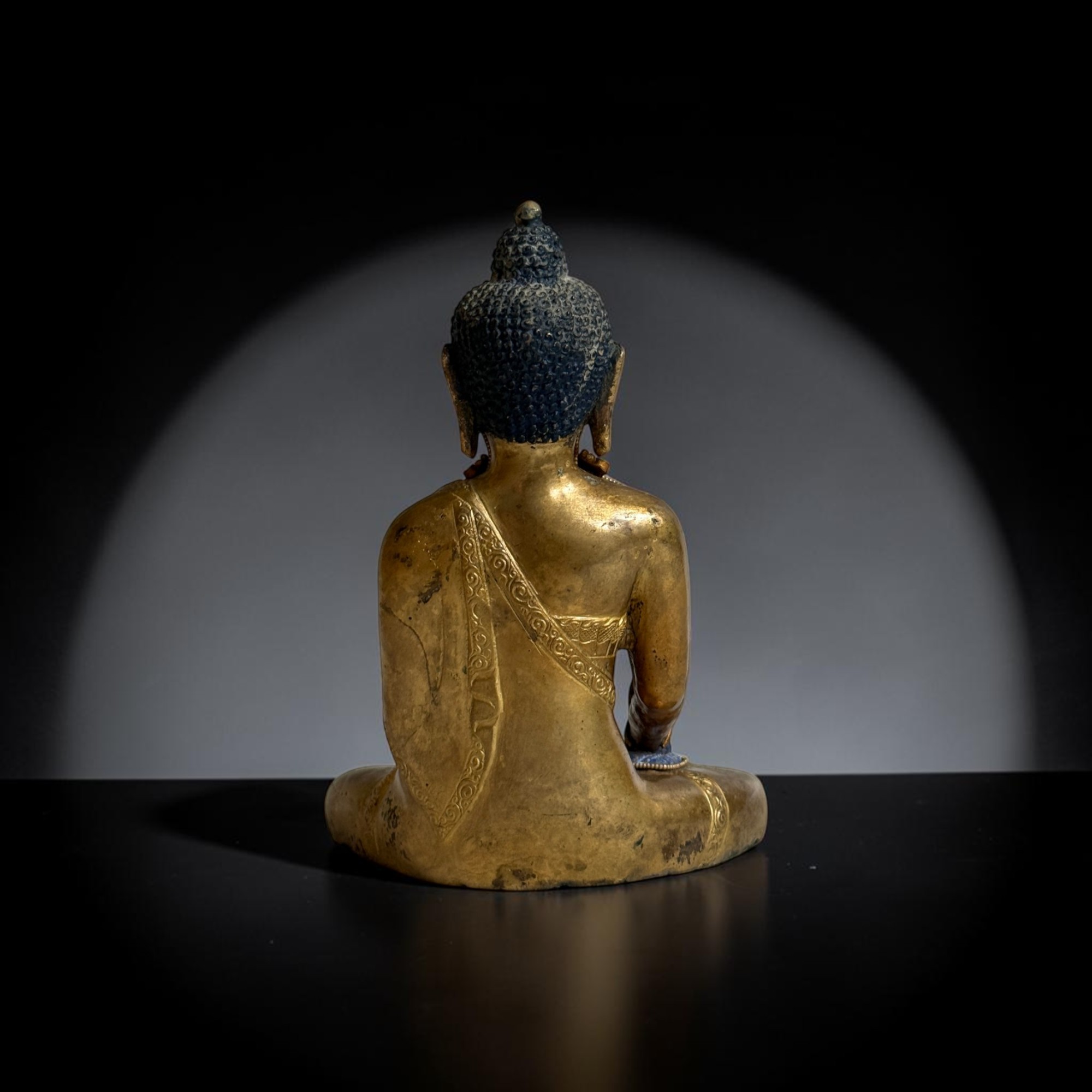 Siddhartha Gautama Buddha Skulptur Bronze Lapis Lazuli Nepal 16,5cm