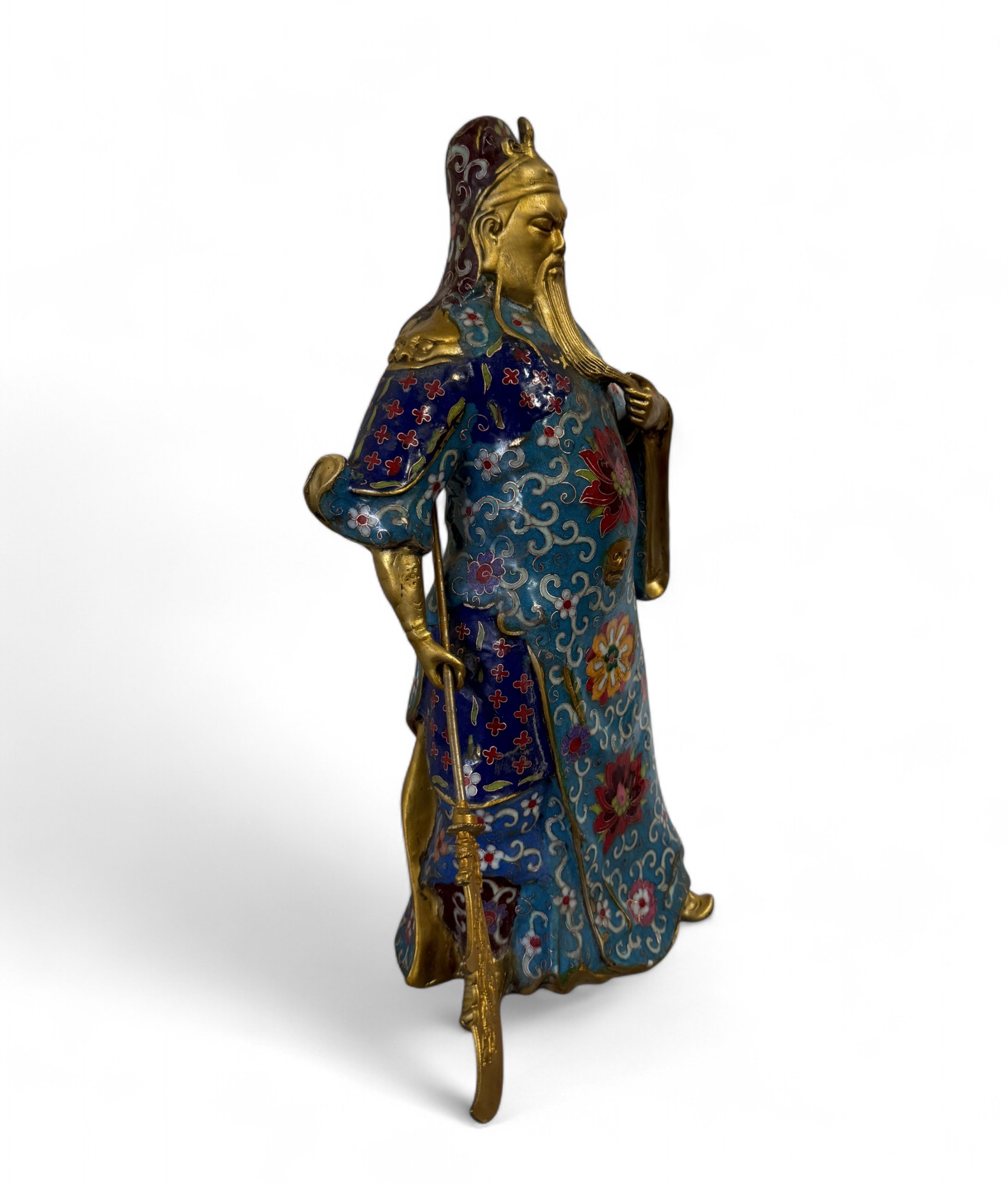 General Guan Yu China Bronze Krieger Figur Cloisonne Skulptur