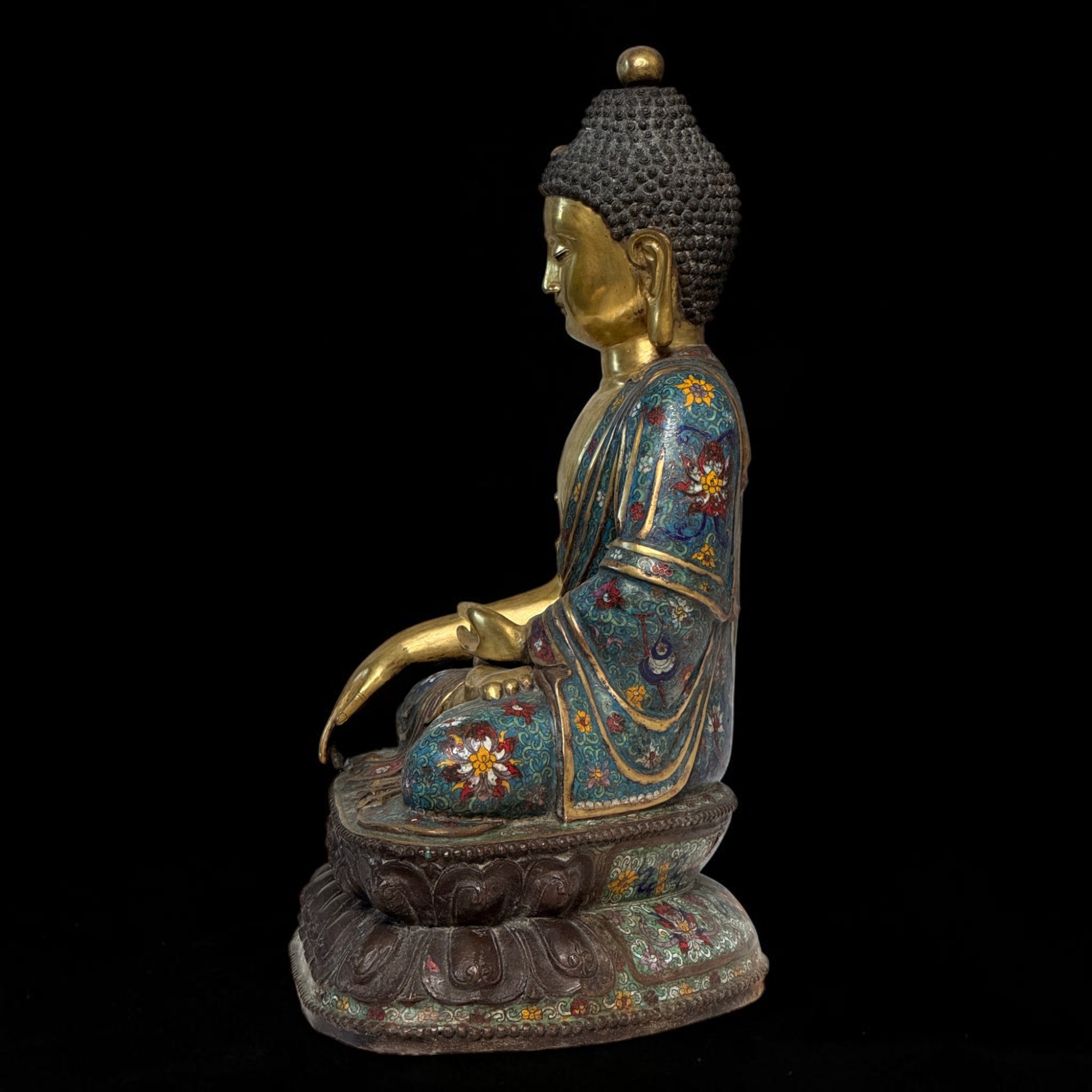 Buddha Figur Bronze Cloisonne Skulptur 50 cm groß