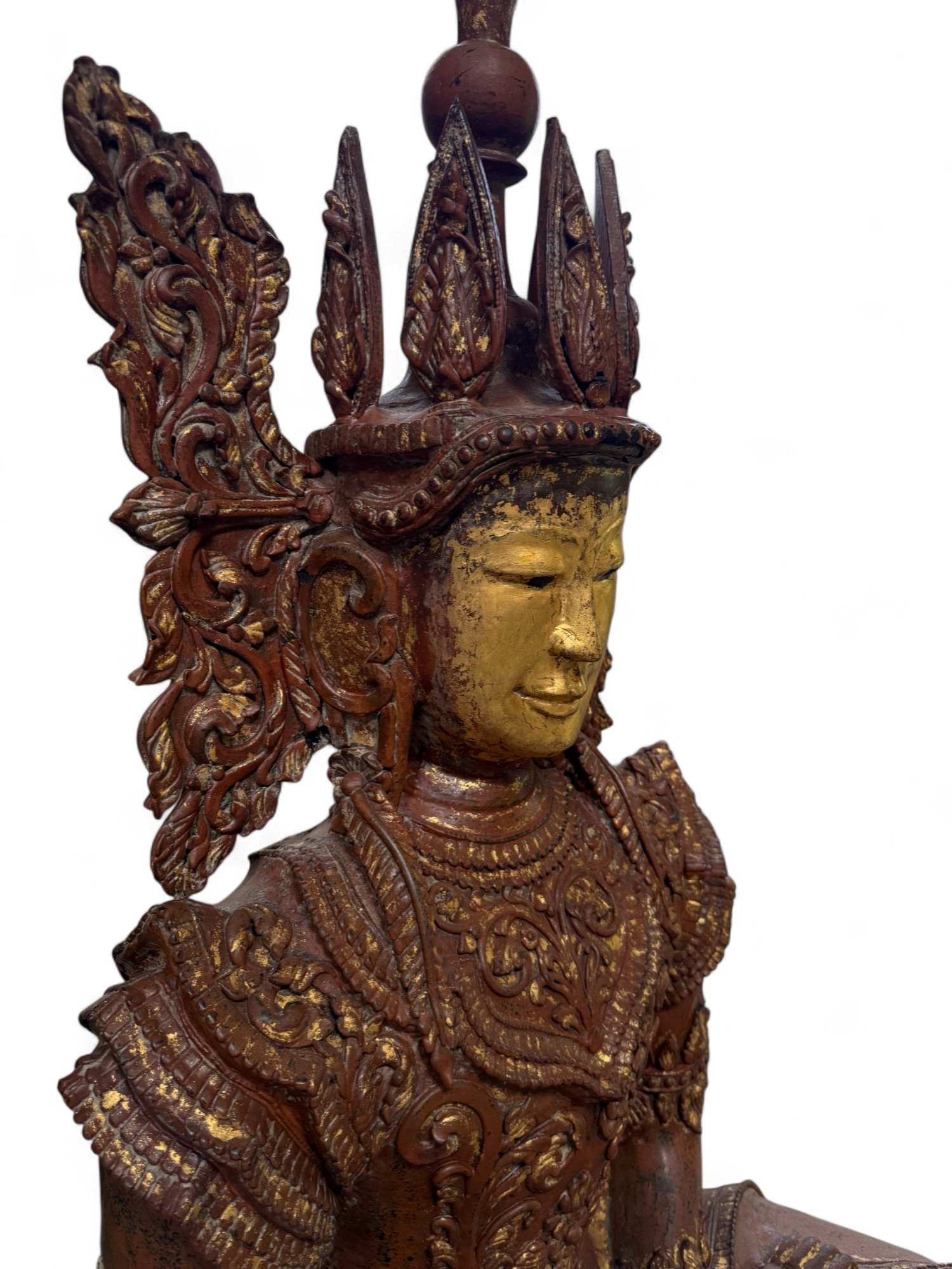 Alte Buddha Statue aus Burma Jambupati Lacquerware Skulptur