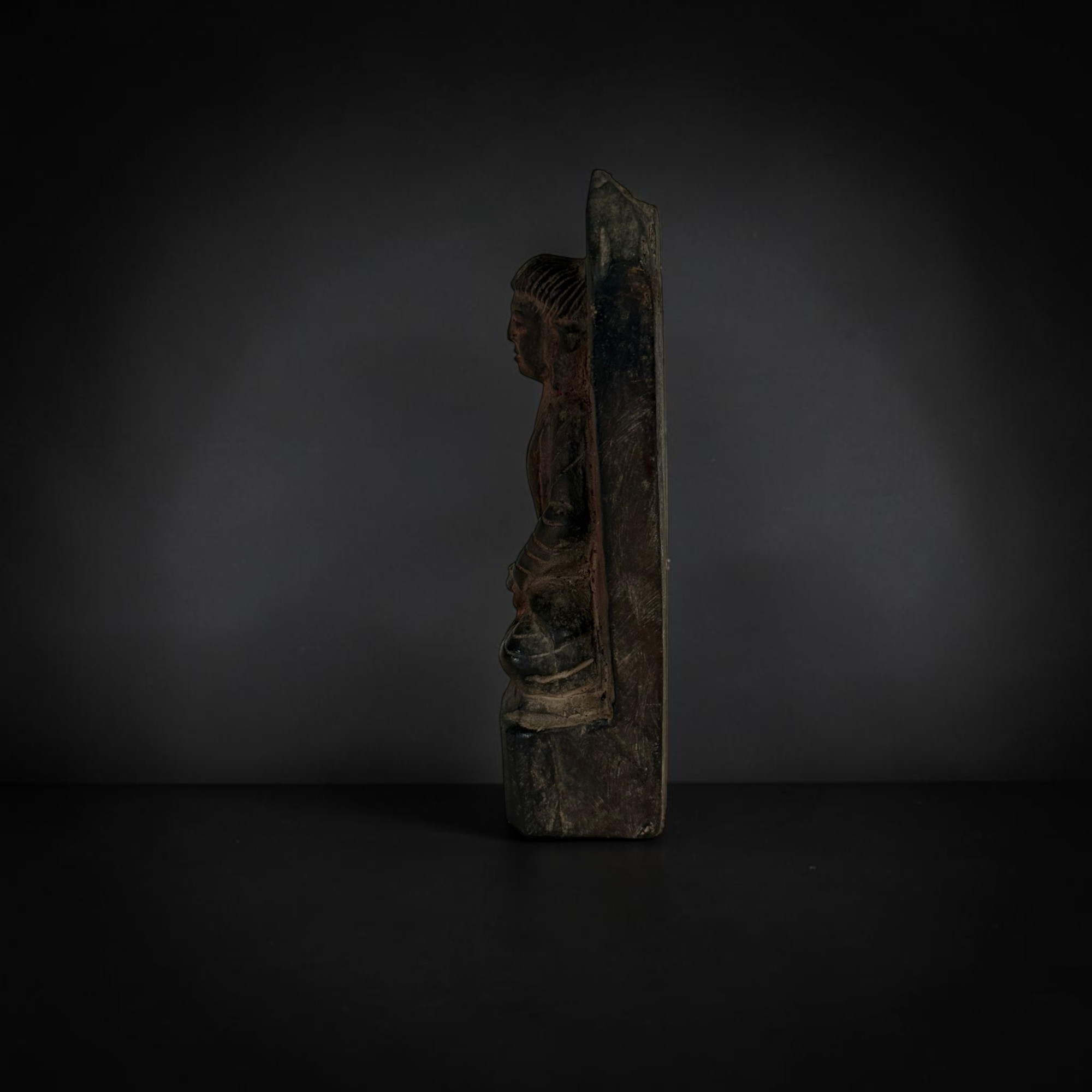 Alte Milarepa Stein Skulptur Blackstone Relief Nepal 14,5 cm