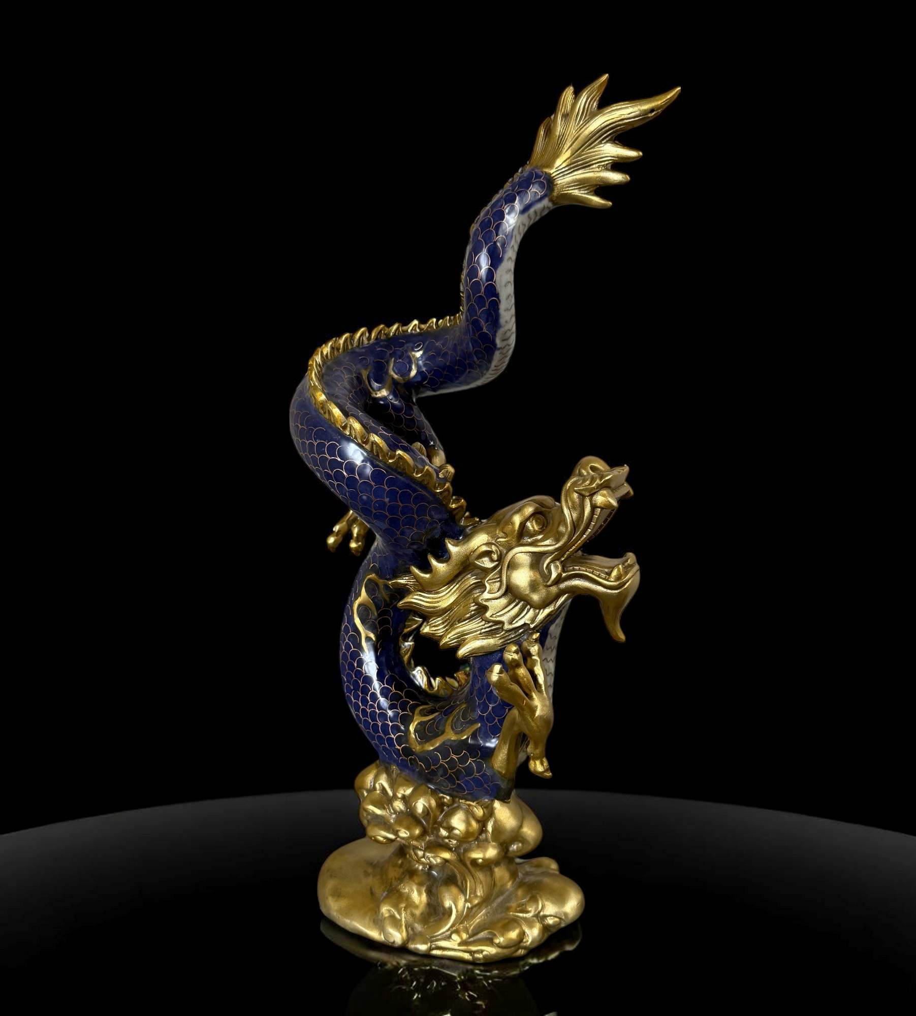 China Drachen Skulptur Bronze Figur Cloisonne 40 cm