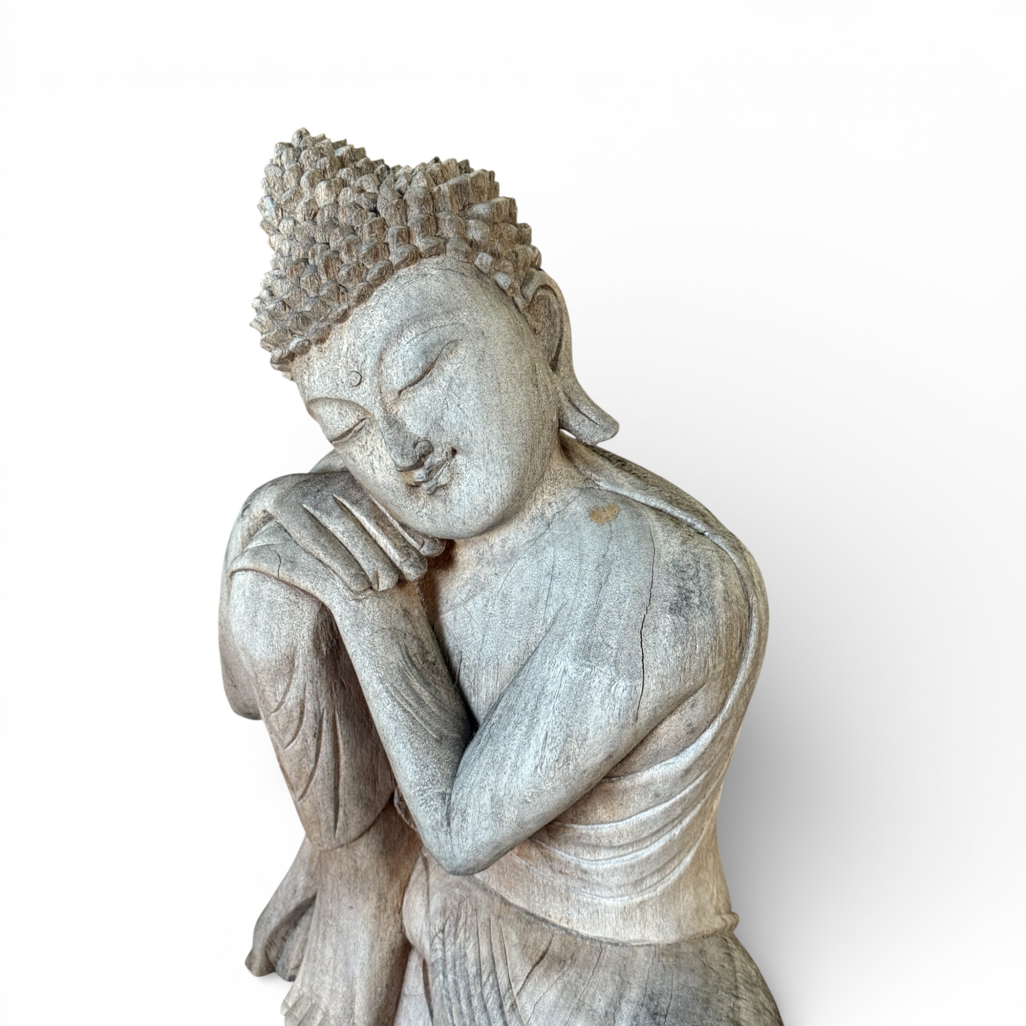 Ruhende Buddha Figur aus Suar Holz - 42 cm groß
