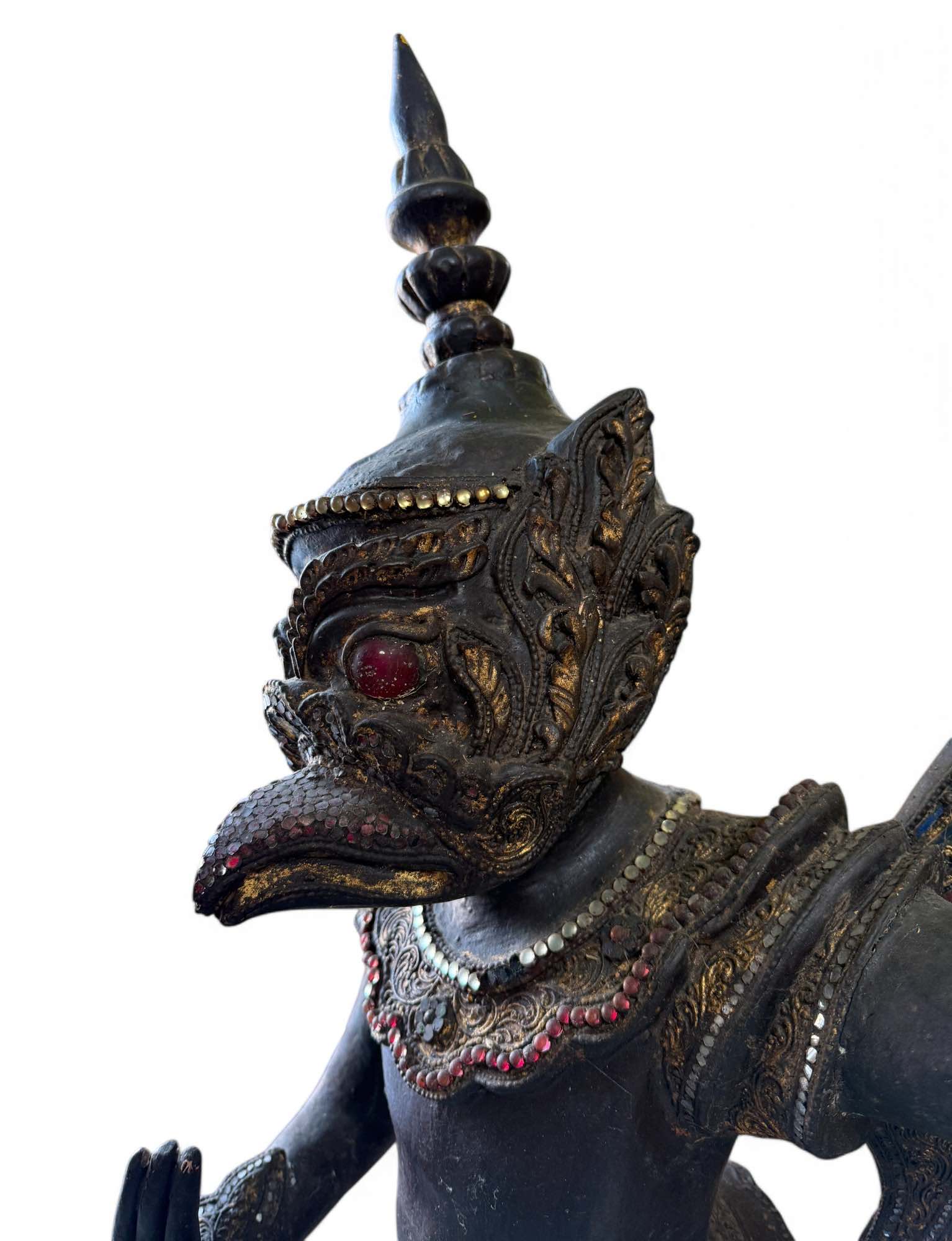 Alte Garuda Skulptur Teak Holz asiatischer Götterbote, Burma