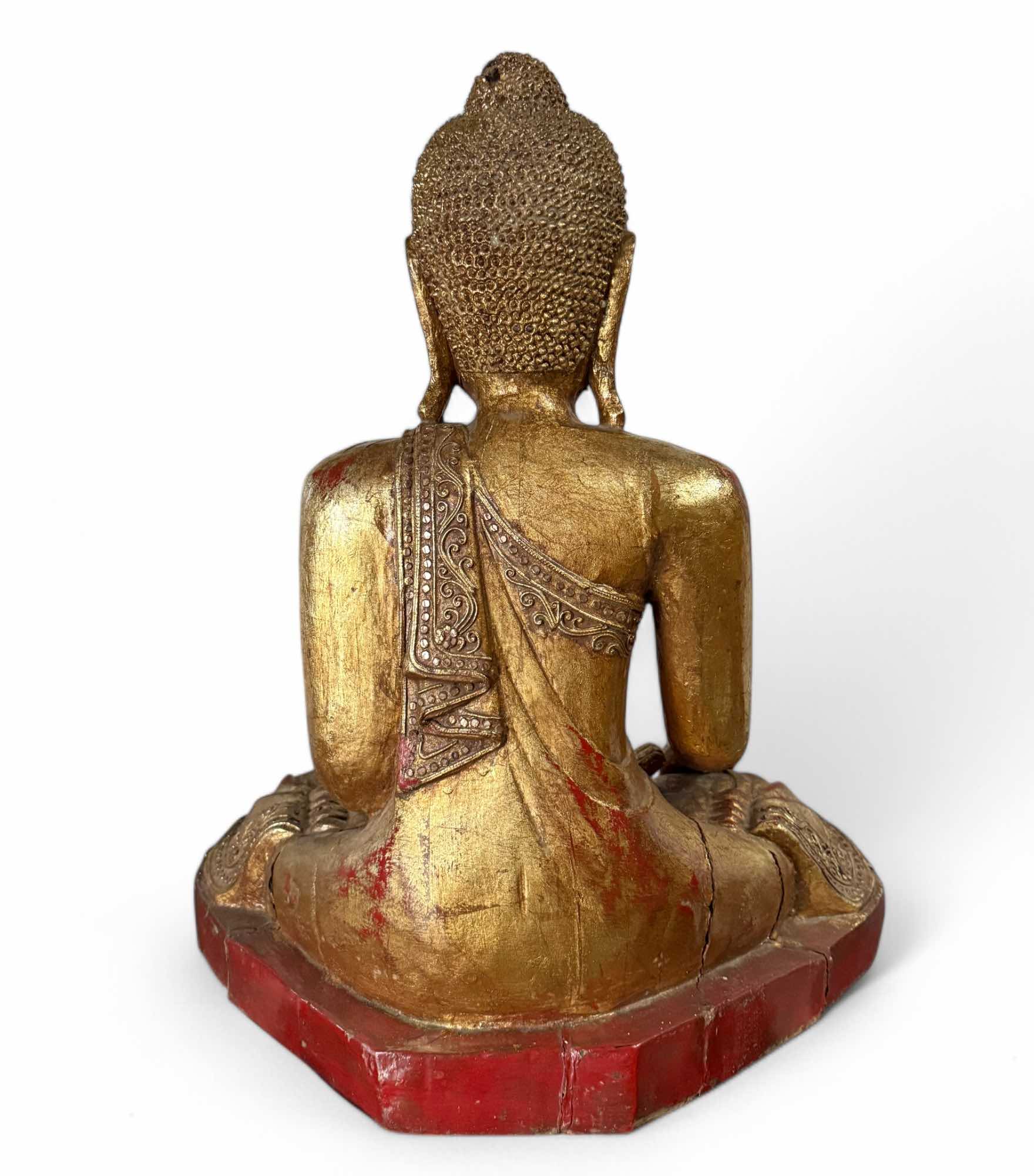 Holz Buddha Statue Thailand blattvergoldet 58cm groß