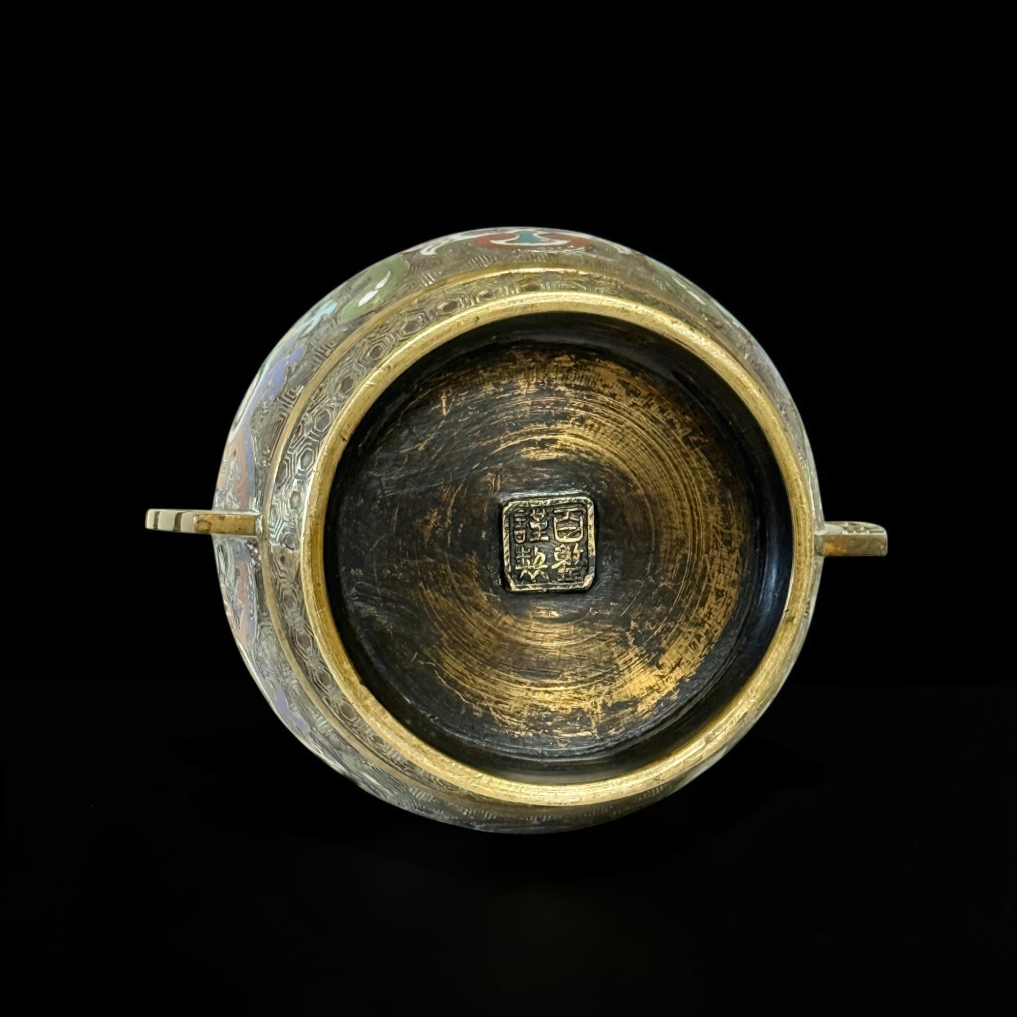 Cloisonné-Vase China Qing-Dynastie 19. Jh. Hu-Form Email mit Taotie-Masken