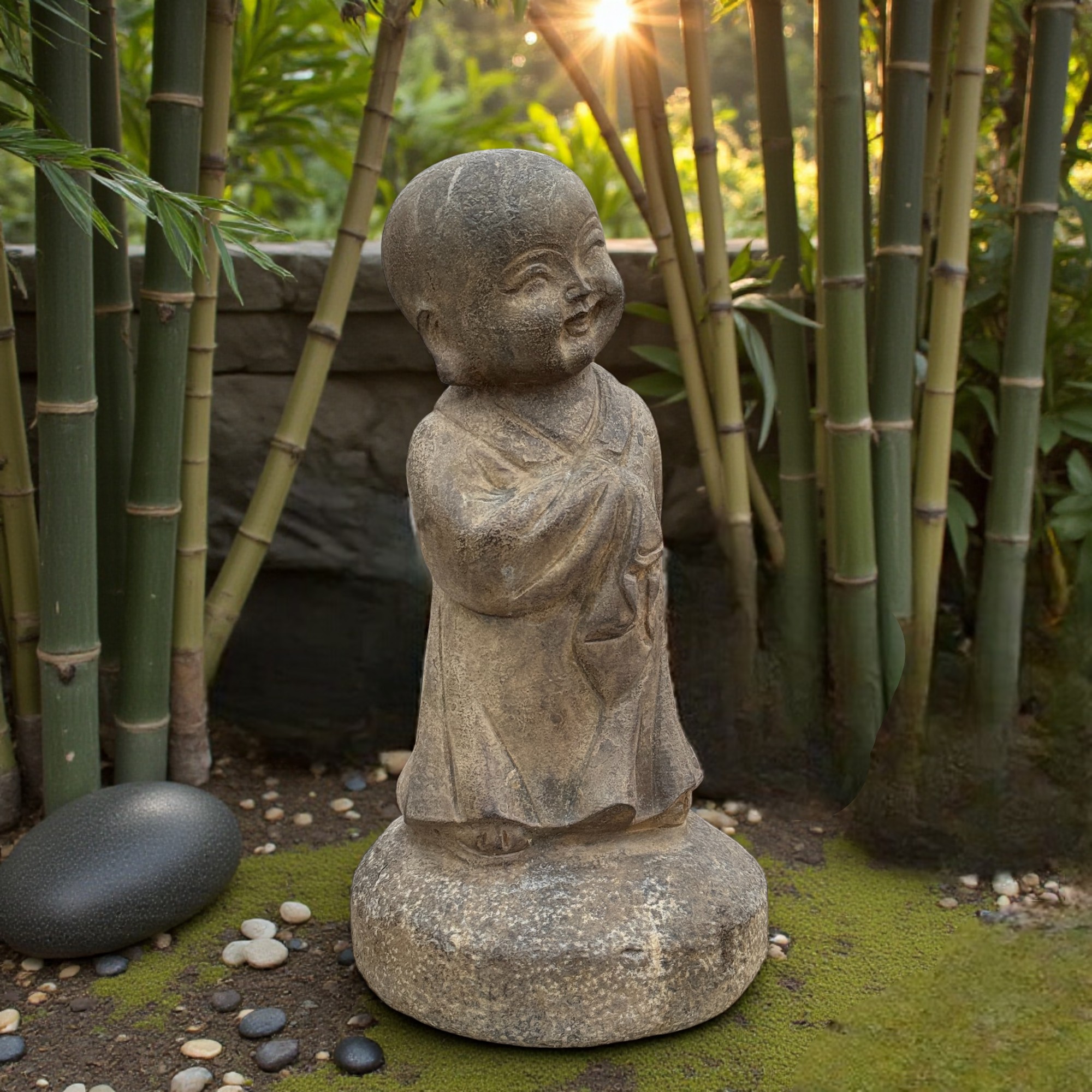 Garten Mönch Skulptur aus Naturstein - China - 40 cm groß