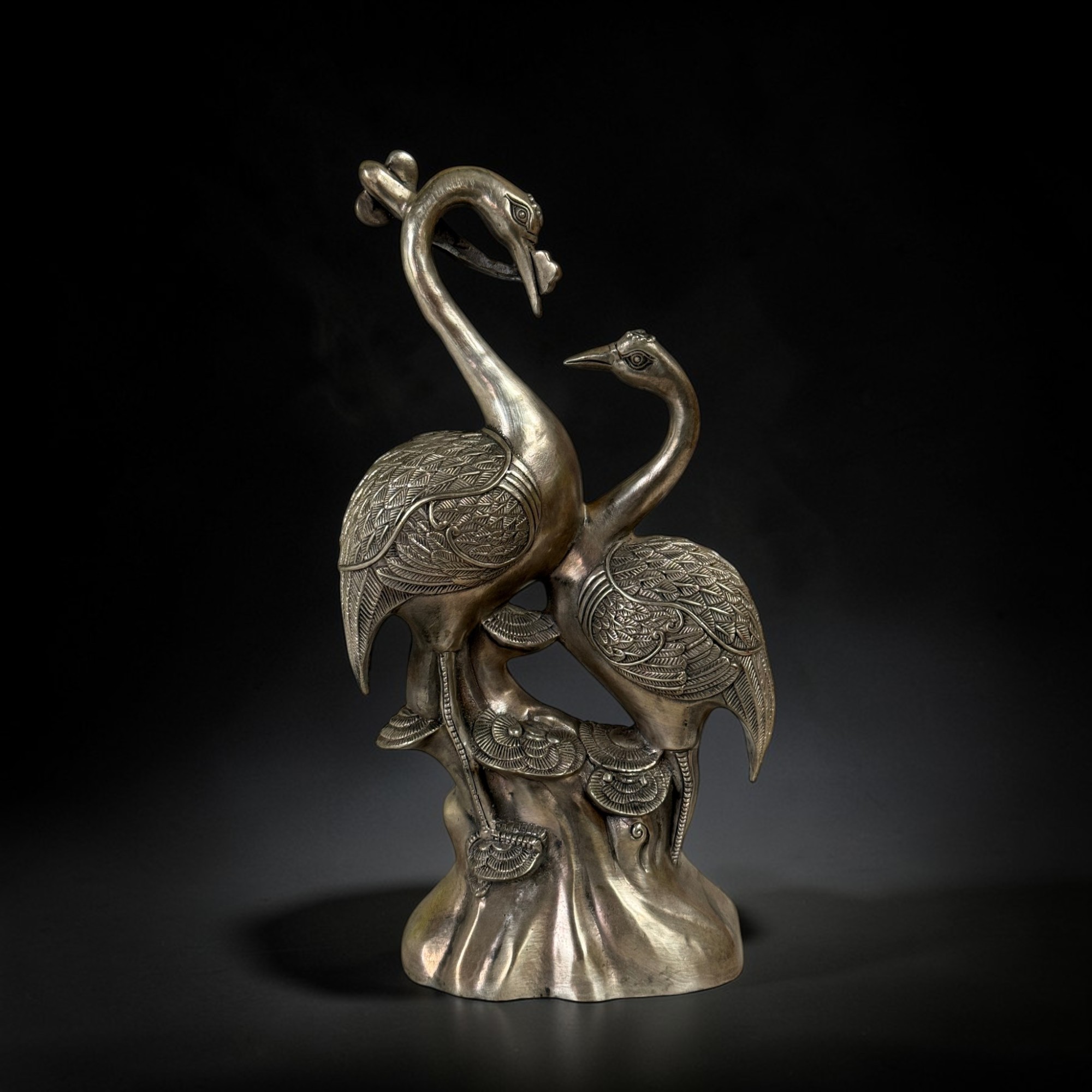 Kranich-Paar aus Metall – Symbol für Treue & Glück aus China (36,5 cm)