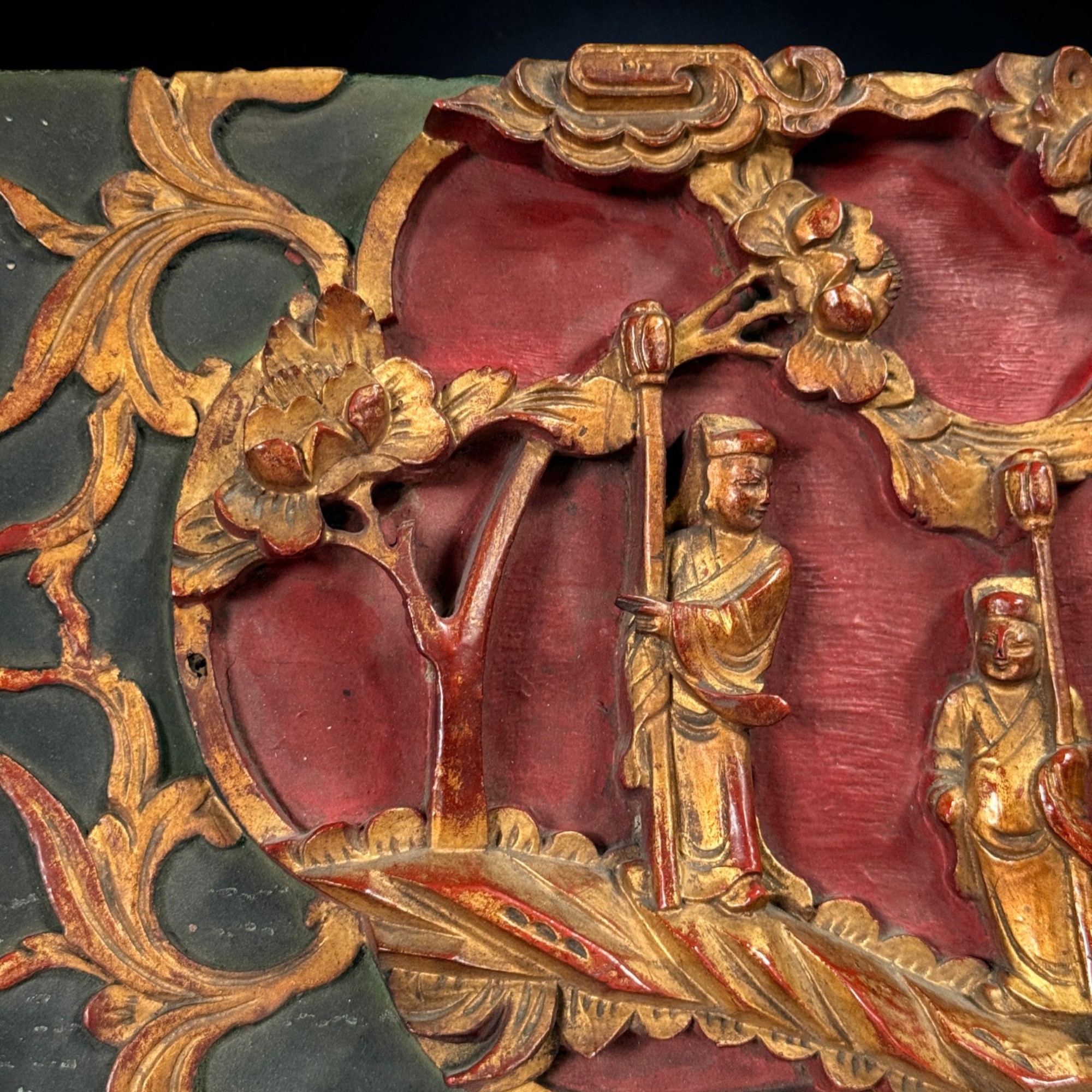 Chinesische Schnitzerei - Holz Relief aus Sammlernachlass