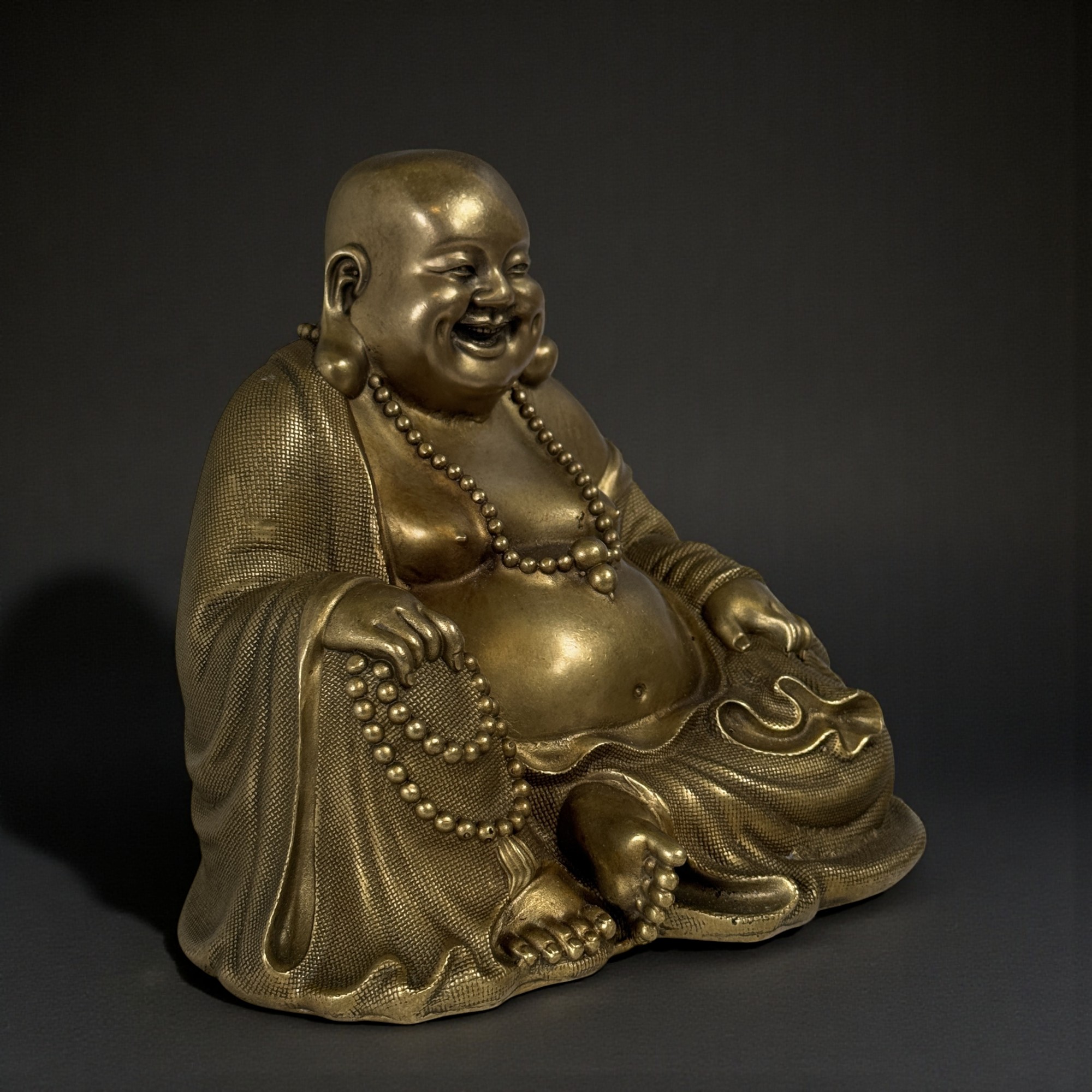 Glücksbringer aus China - Budai Skulptur aus Bronze