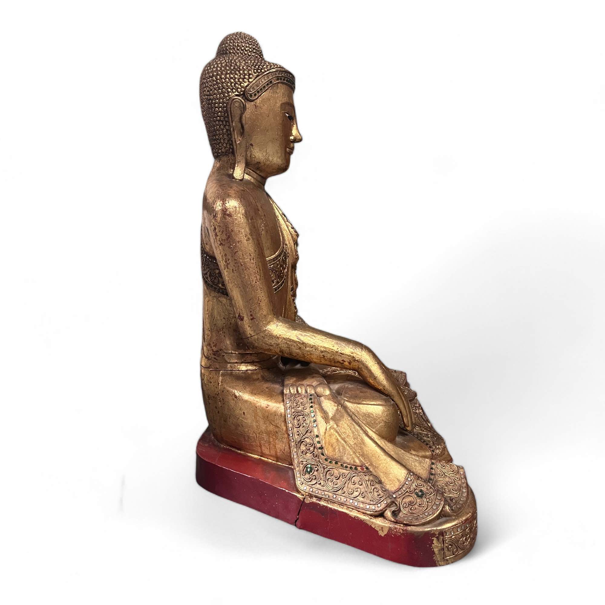 Holz Buddha Statue Thailand blattvergoldet 90cm groß