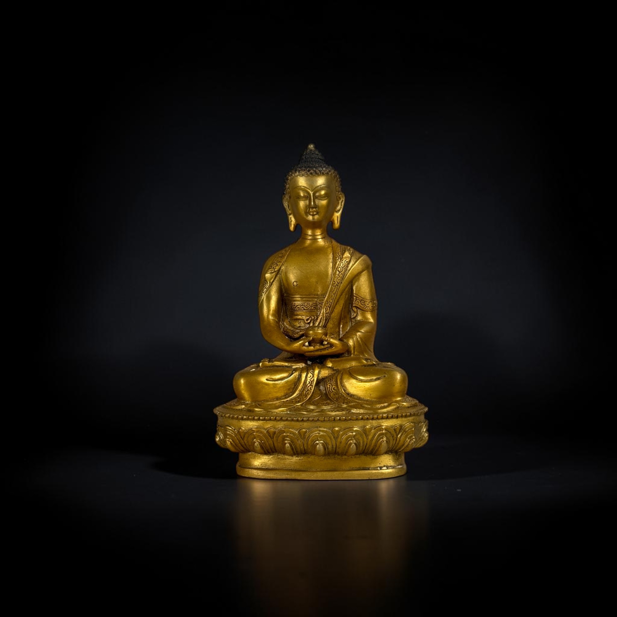 Buddha Figur Amitabha Bronze Skulptur in Meditation Asien Kunst 20cm