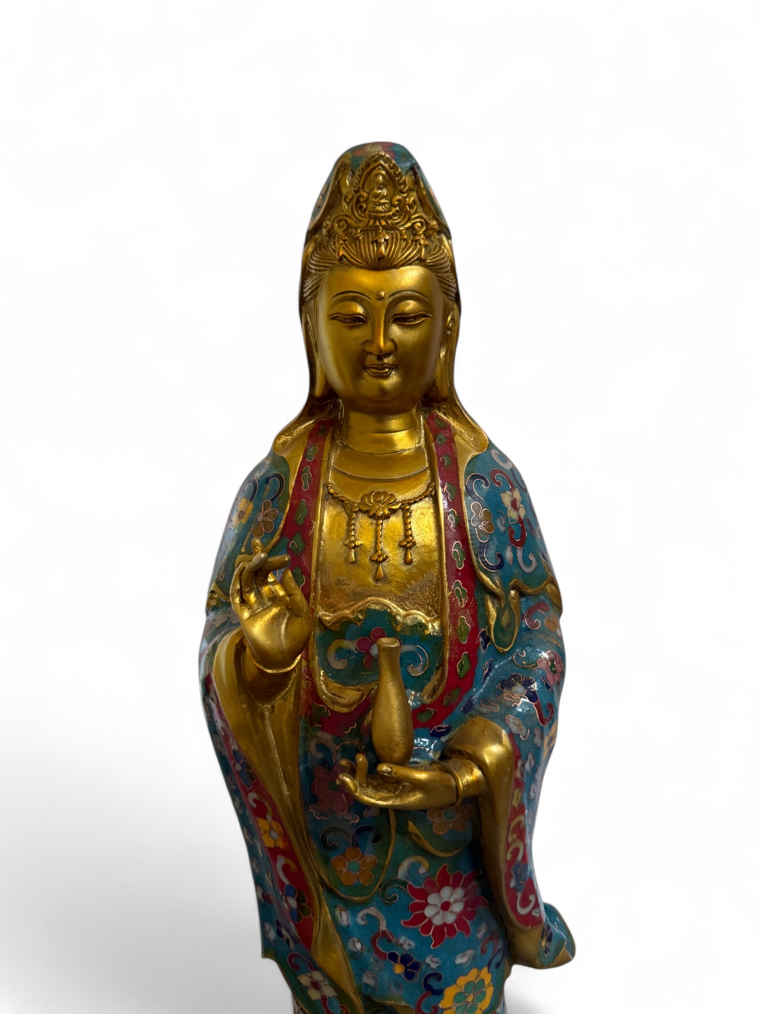 Guanyin Figur Cloisonne Bronze Bodhisattva Skulptur China Buddha