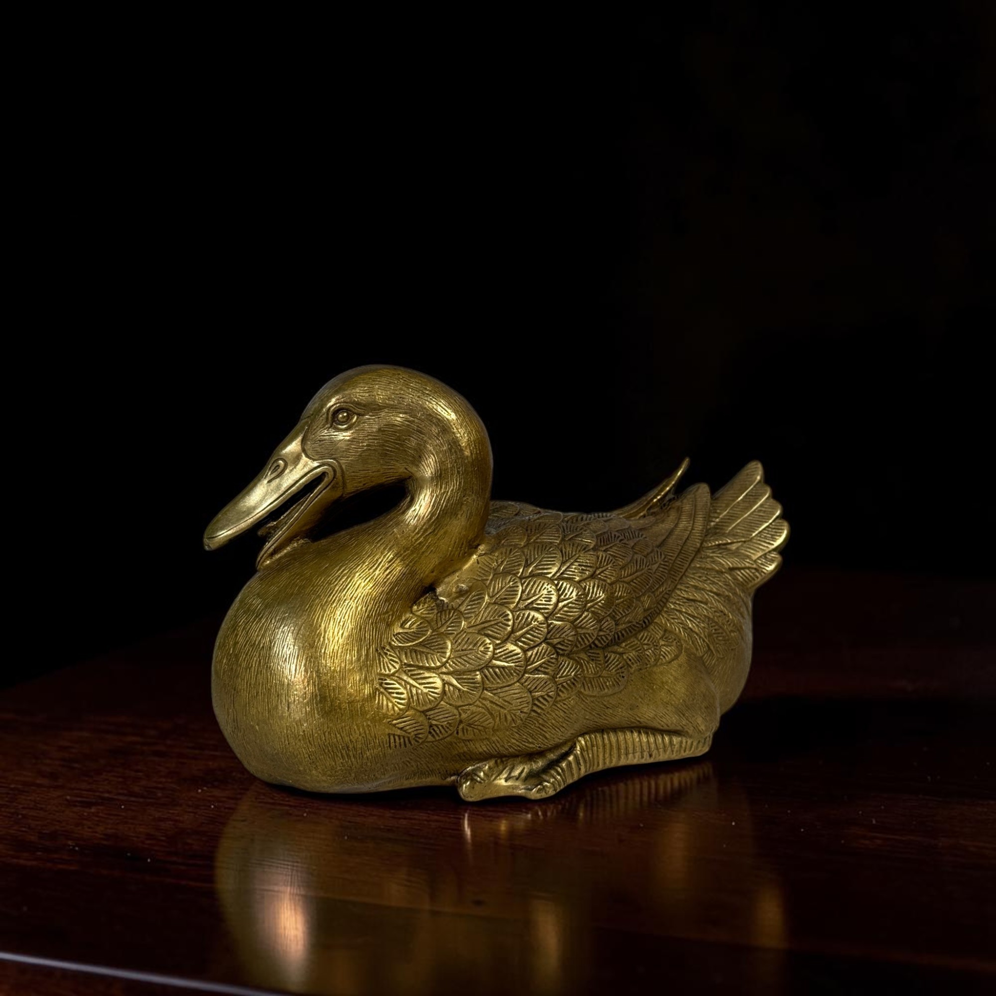 Mandarinente Bronze Figur – Feng Shui Skulptur aus China