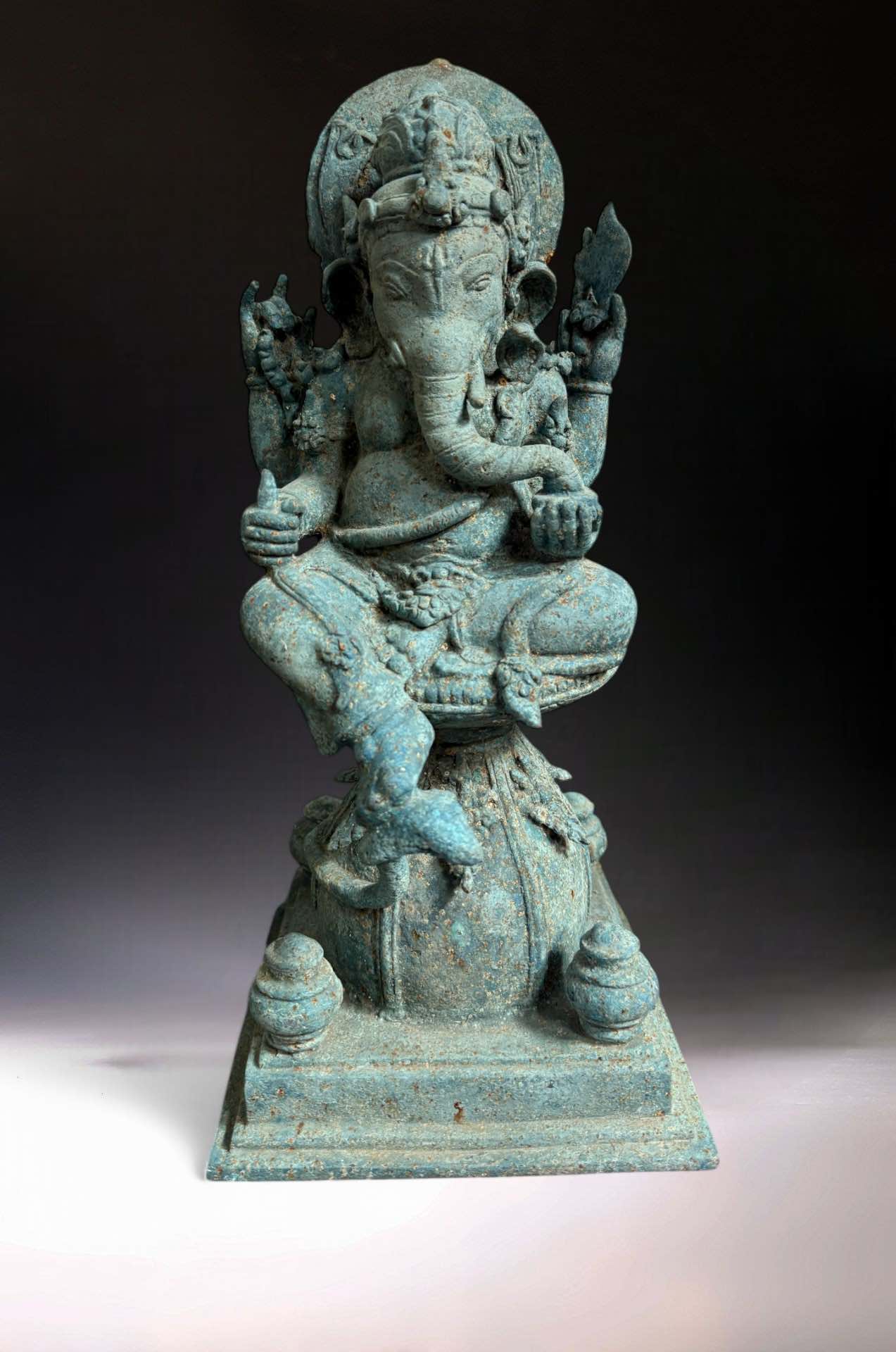 Alte Ganesha Skulptur aus Indien - Bronzefigur 44 cm groß