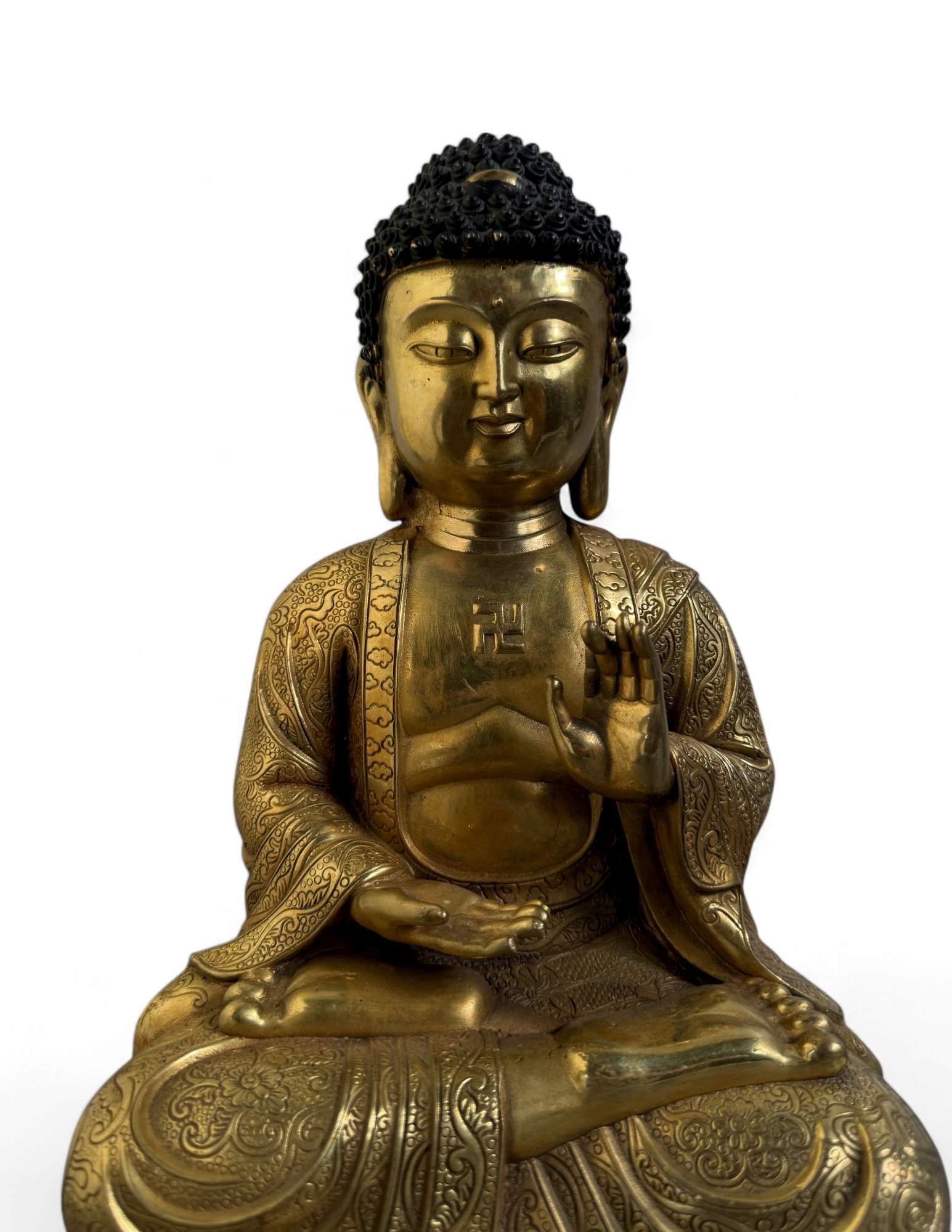 Bronze Buddha Figur – Segnungsgeste – 27,5 cm – Sichuan, China
