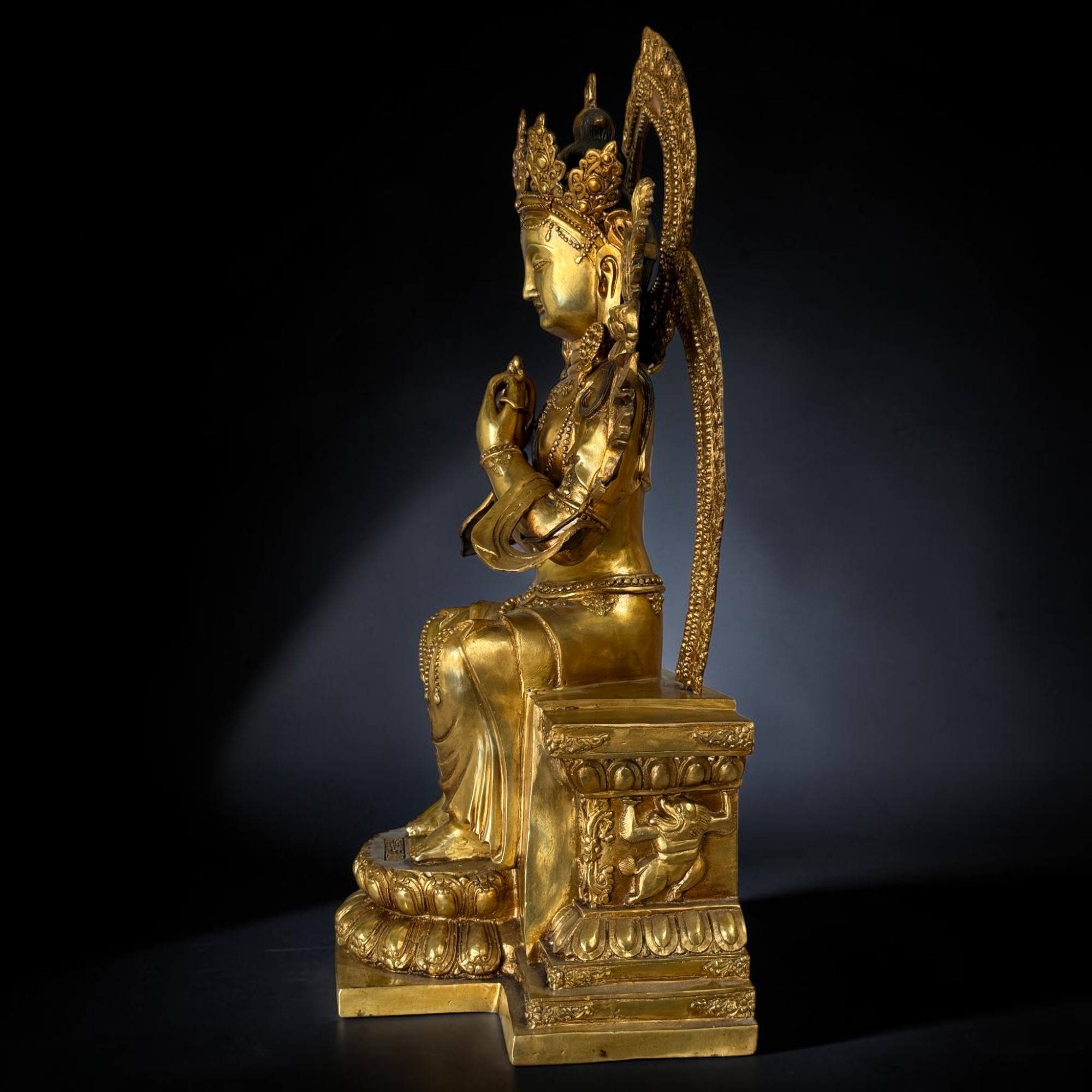 Buddha der Zukunft Maitreya Figur aus Bronze – 65 cm – Tibet-China Grenzregion