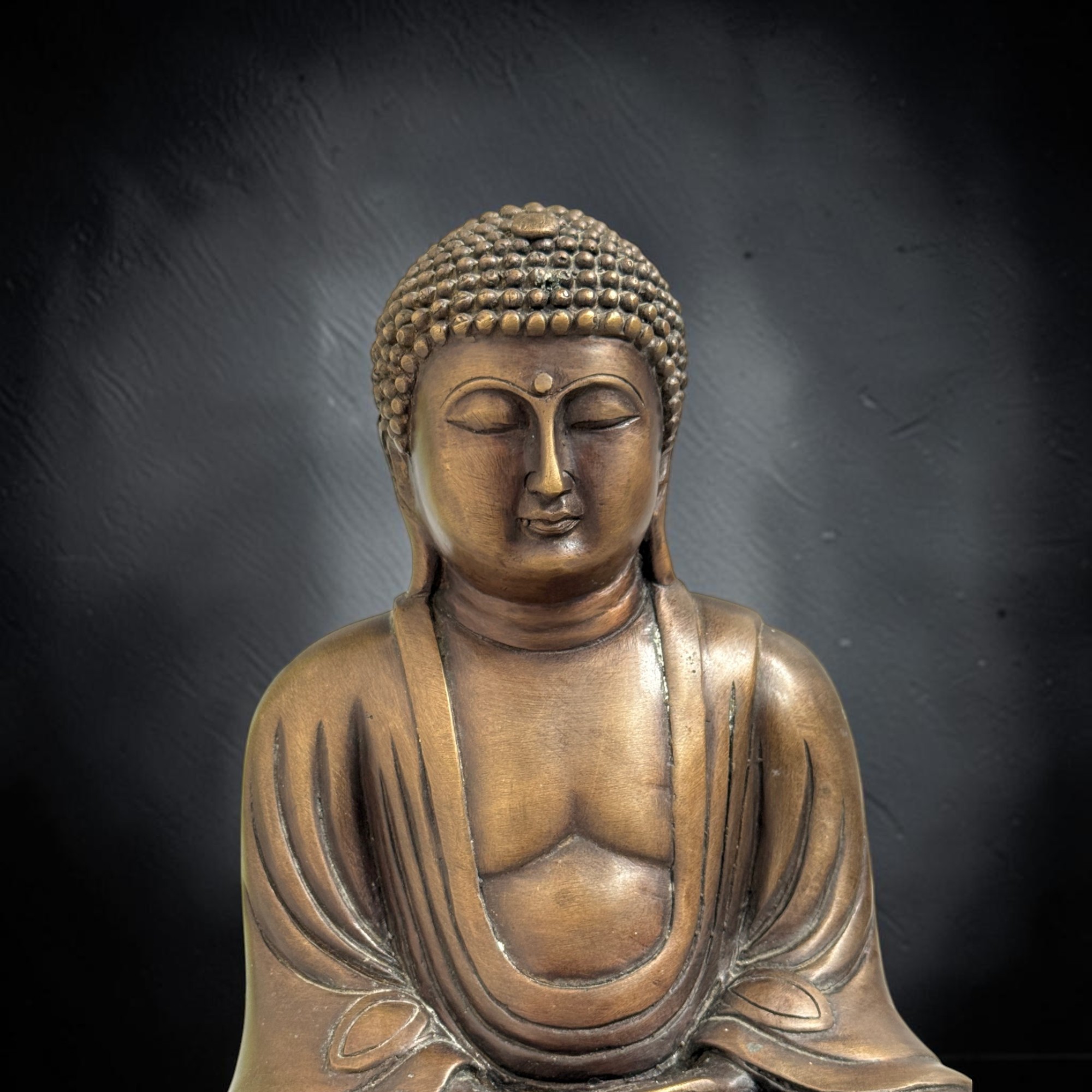 Alte Daibutsu Bronze Buddha Figur Kamakura Amida aus Japan
