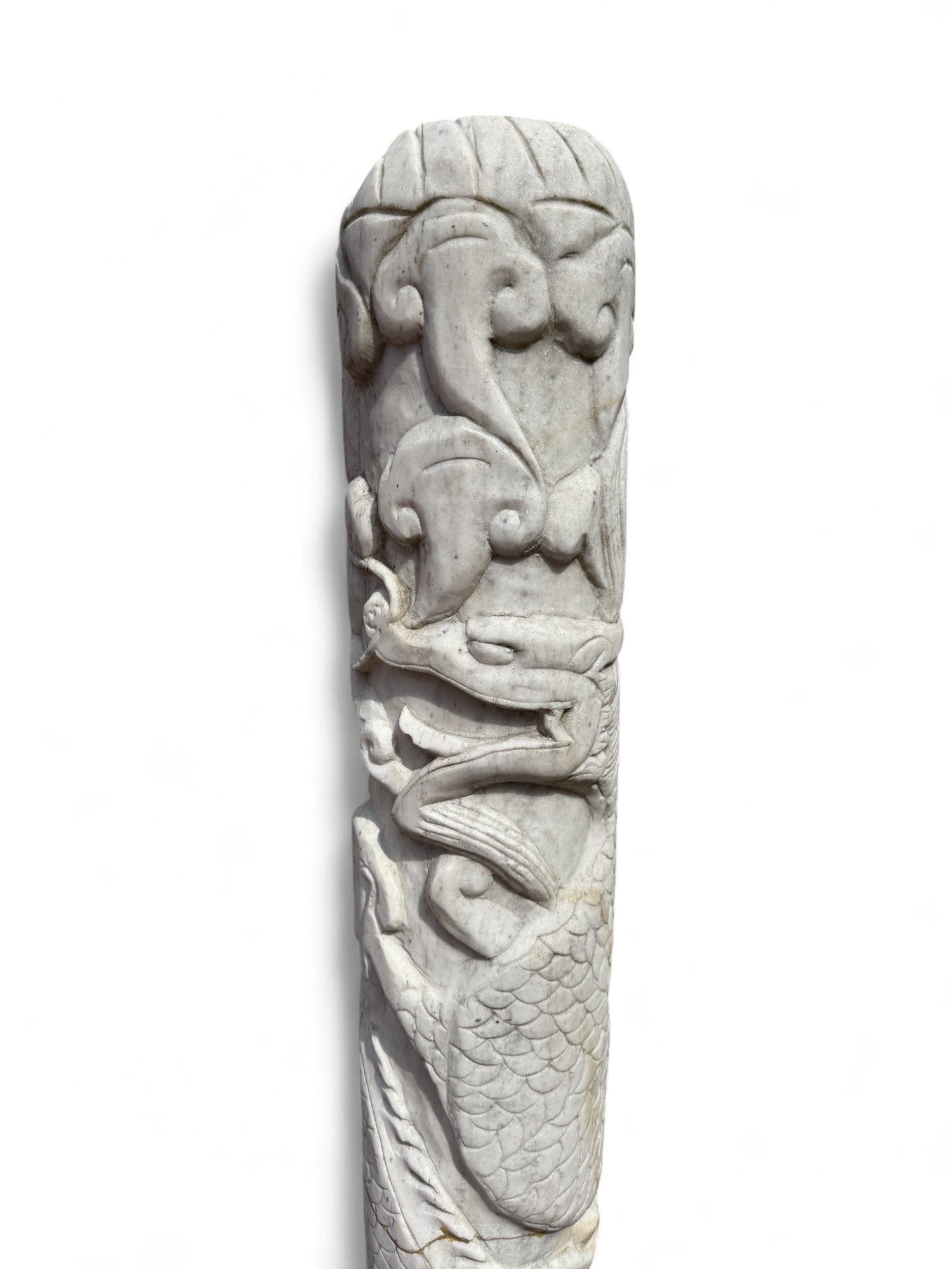 Garten Stele Drachen Skulptur Marmorstein, restauriert