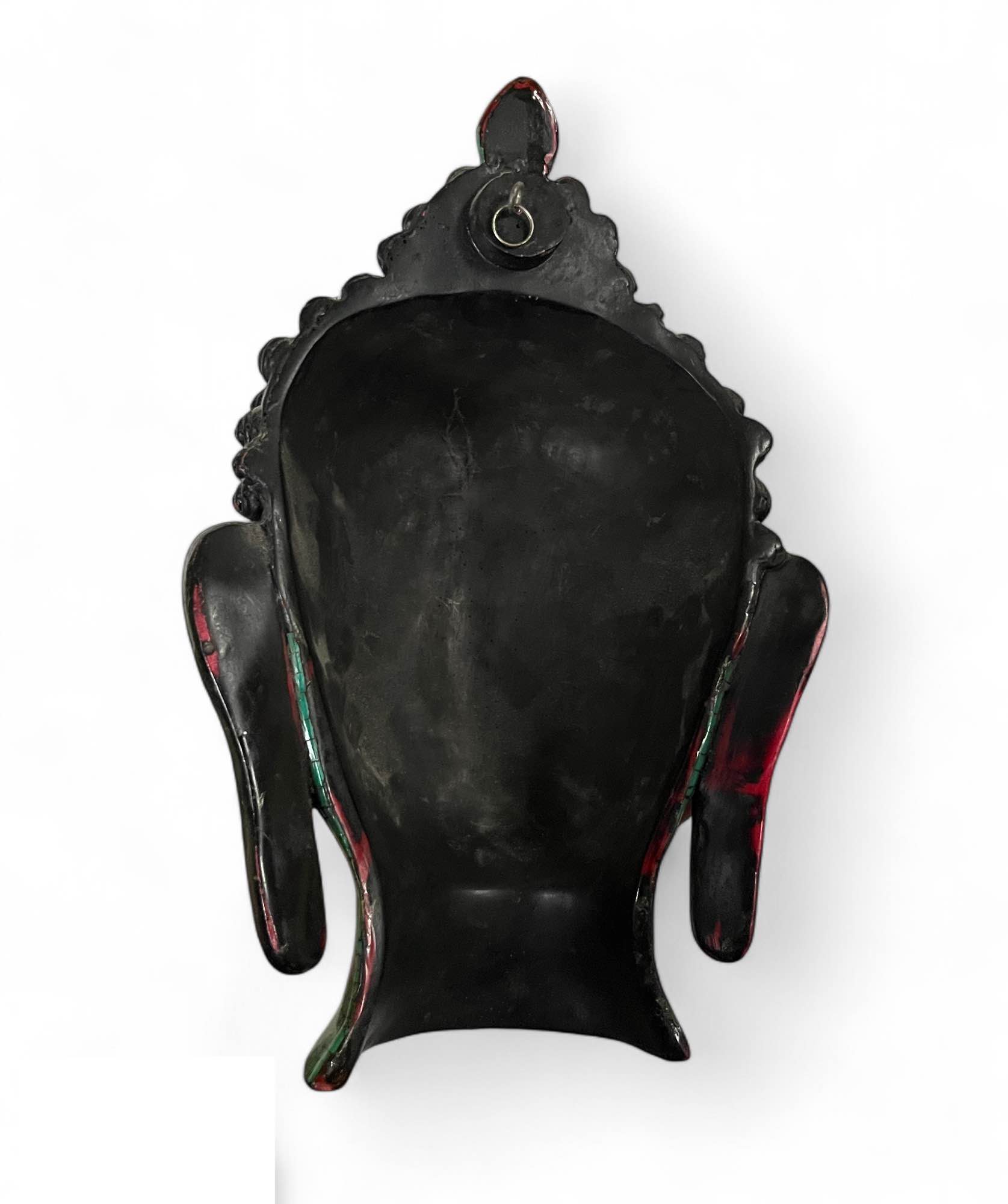 Buddha Kopf Relief Türkis/Resin Maske Nepal 27 cm Buddha Kopf Relief Türkis/Resin Maske Nepal 27 cm