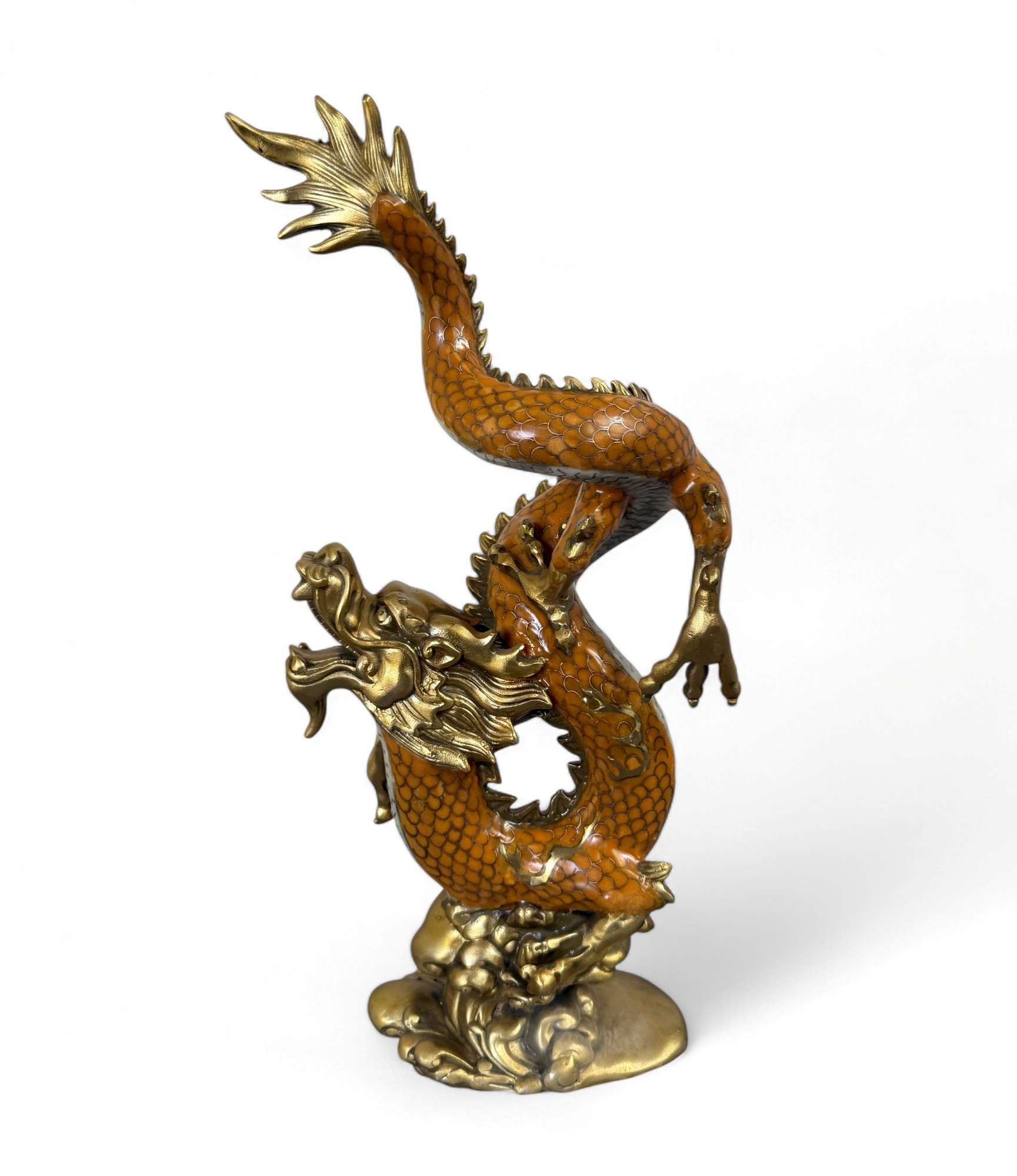 China Drachen Skulptur Bronze Figur Cloisonne 40 cm