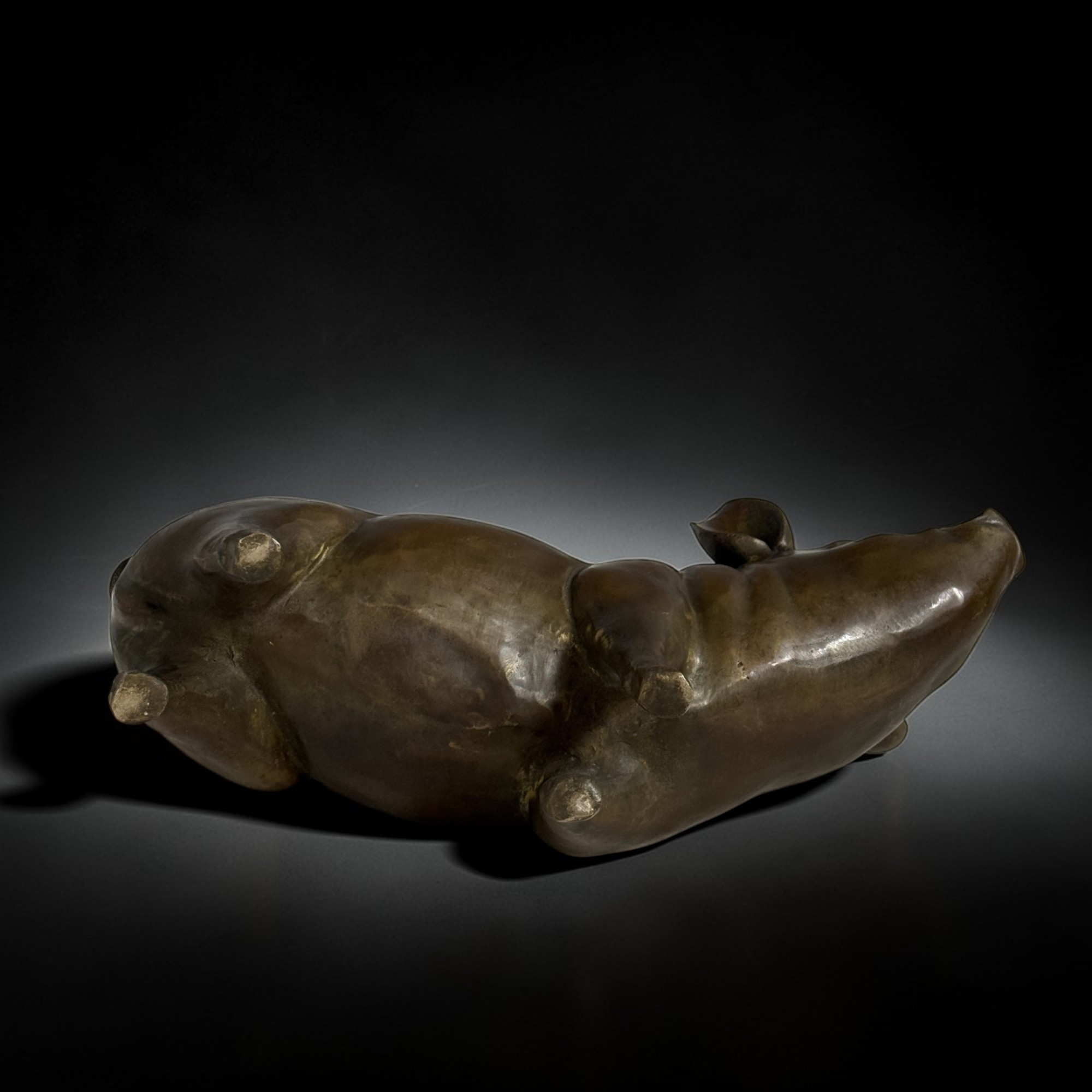 Bronze Skulptur Schwein chinesisches Tierkreiszeichen