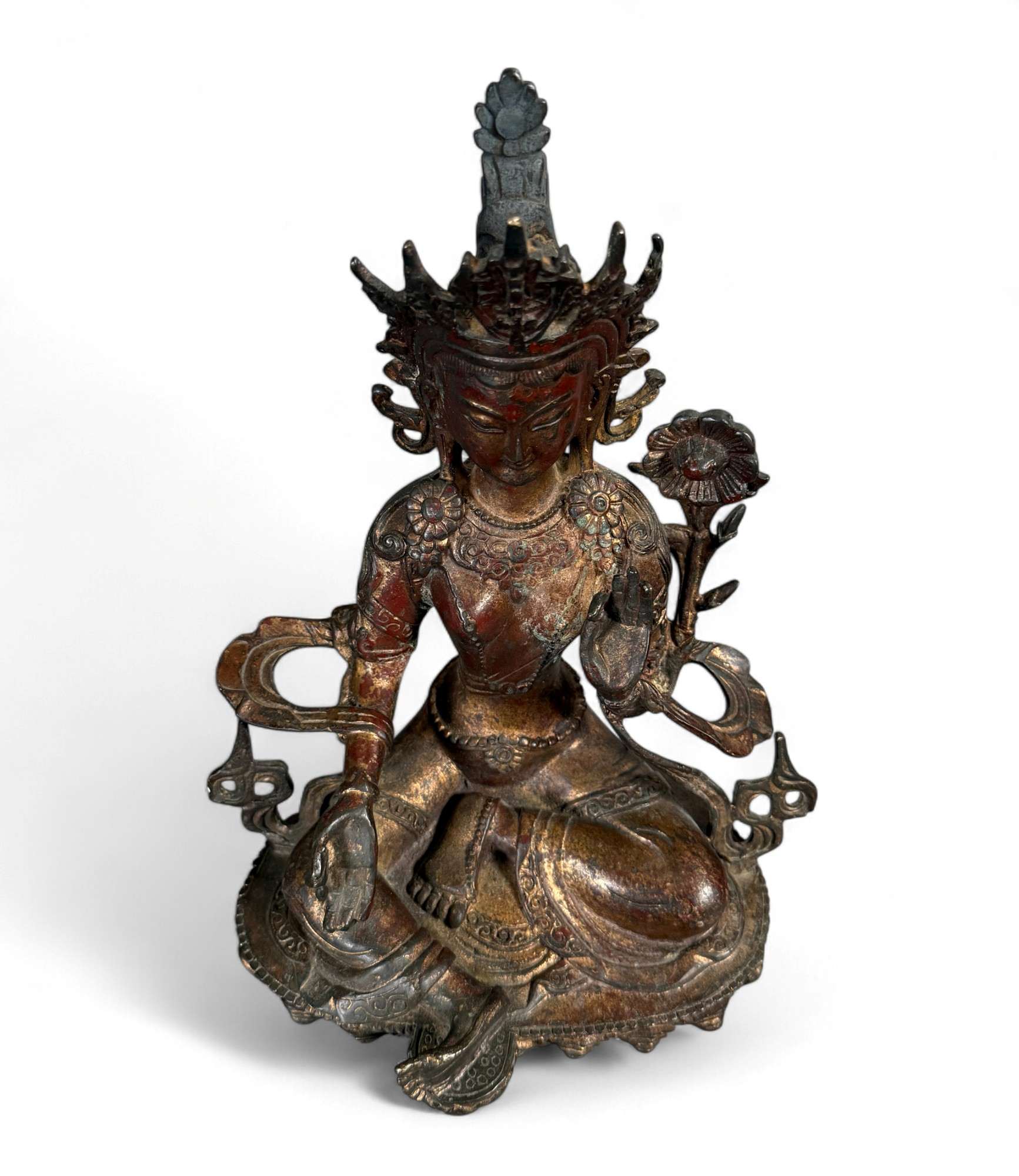 Grüne Tara Buddha Figur aus Bronze 27,5 cm