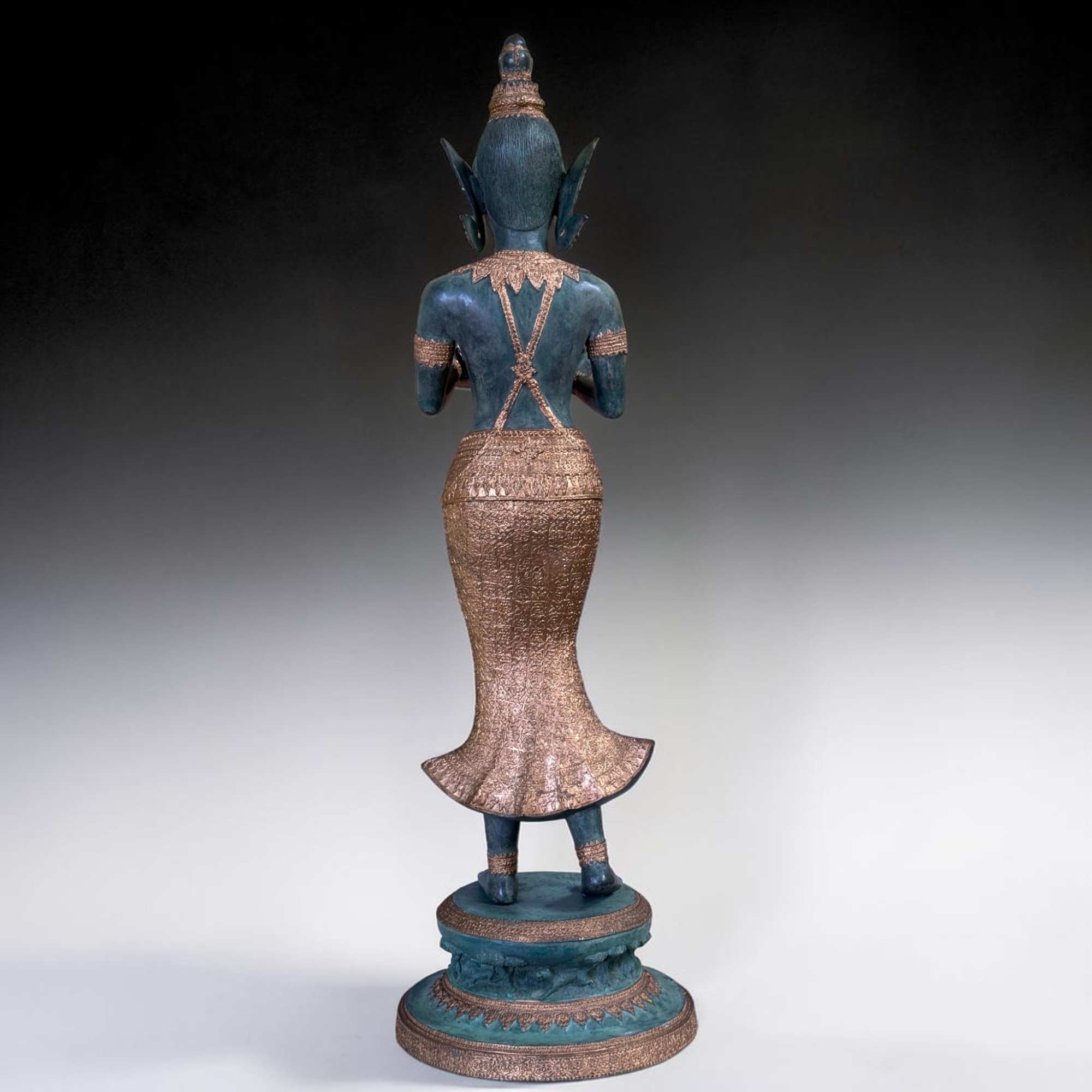 Thailändischer Tempeldiener Statue aus Bronze - 115 cm groß