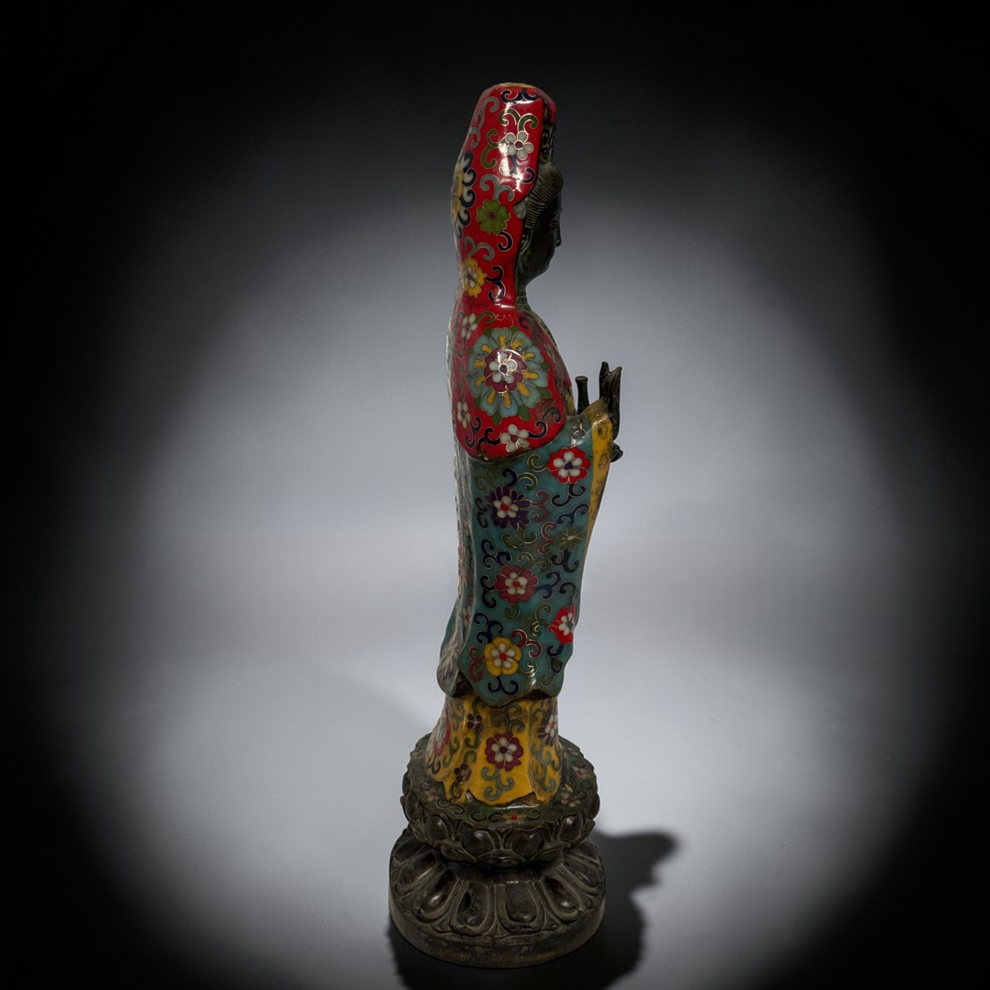 Guan Yin Bronze Figur China Bodhisattva Skulptur Buddha Figur