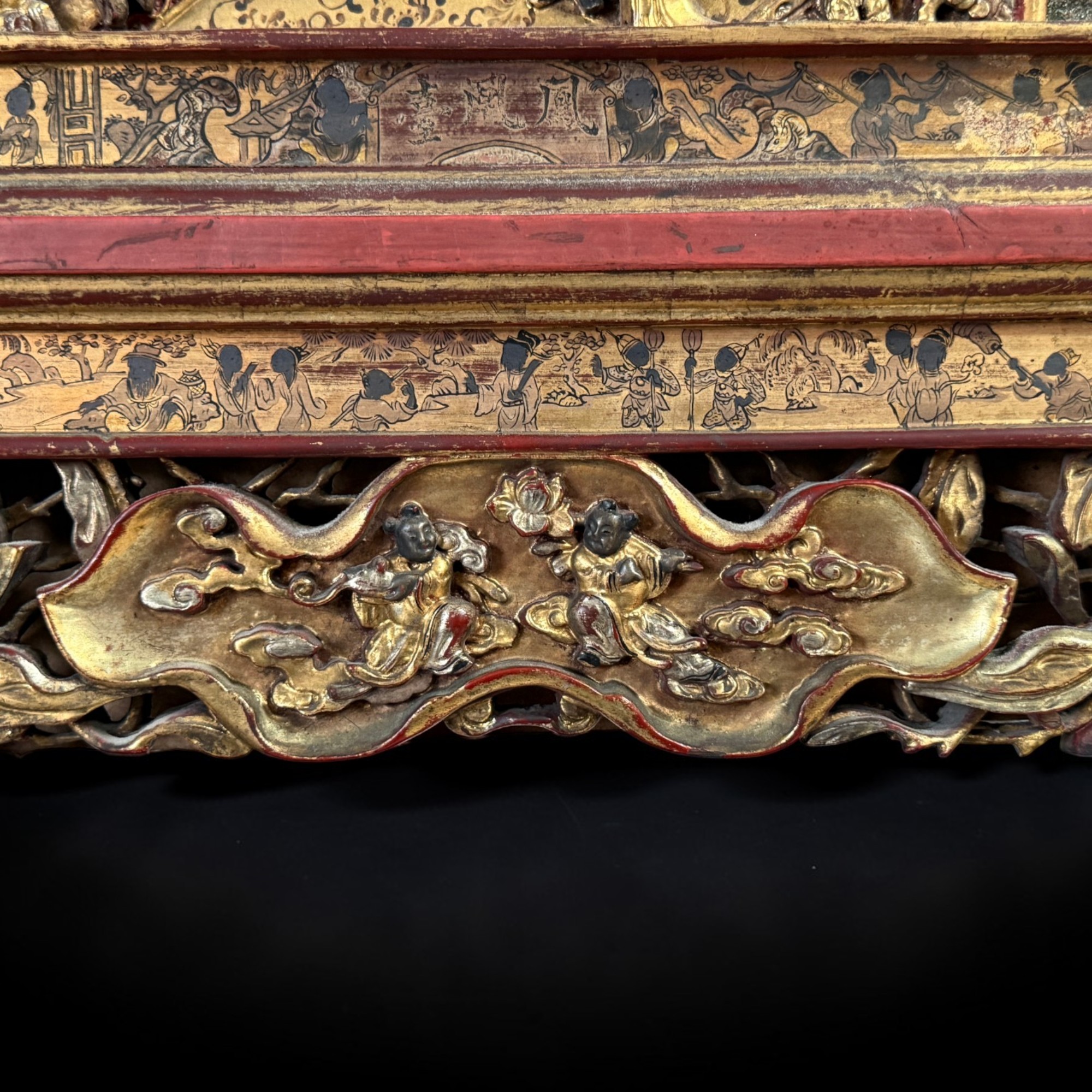 Monumentales Holz Relief - chinesische Schnitzerei aus Nachlass