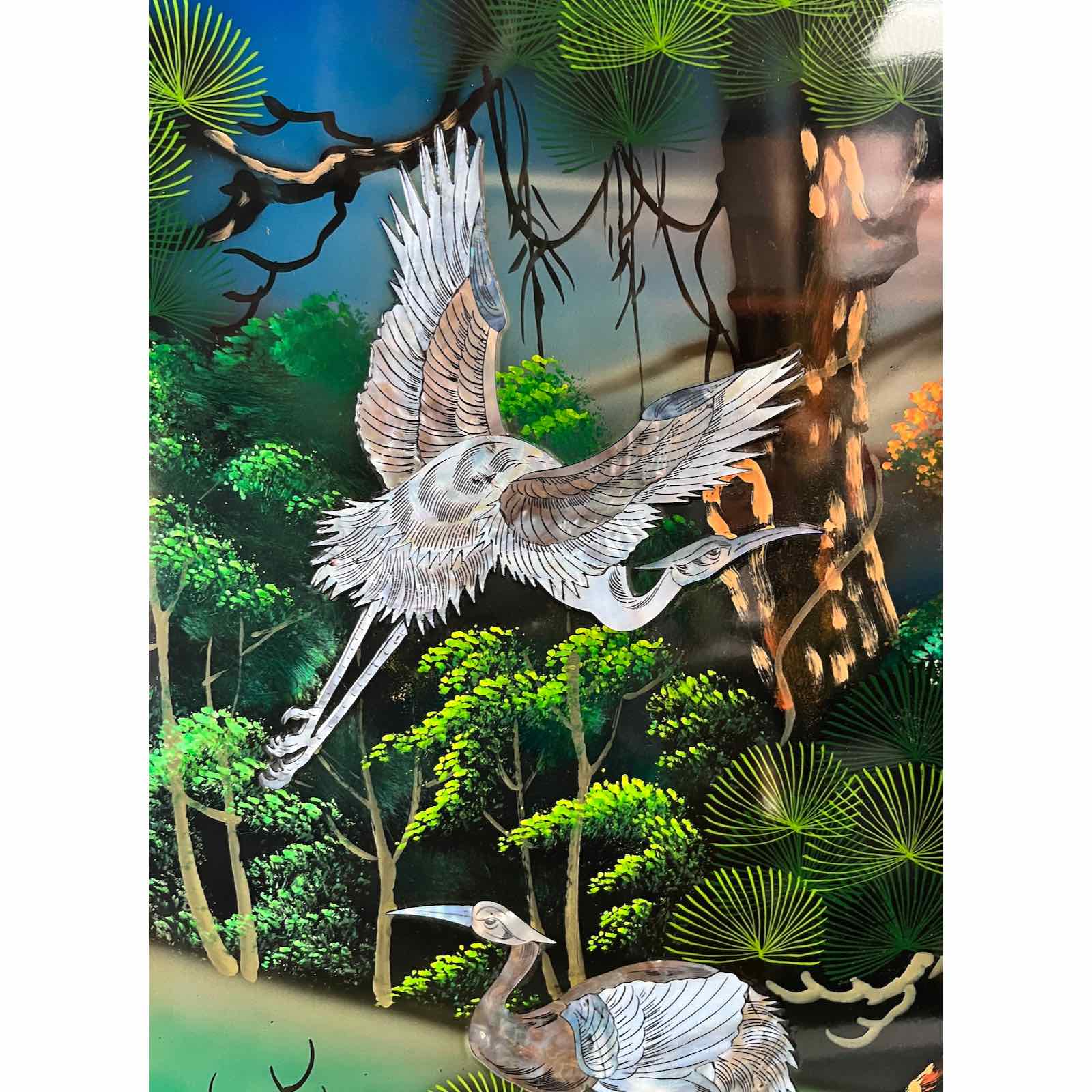 Asiatisches Wandbild Holz Lackbild Perlmutt Wanddeko Asiatisches Wandbild Holz Lackbild Perlmutt Wanddeko