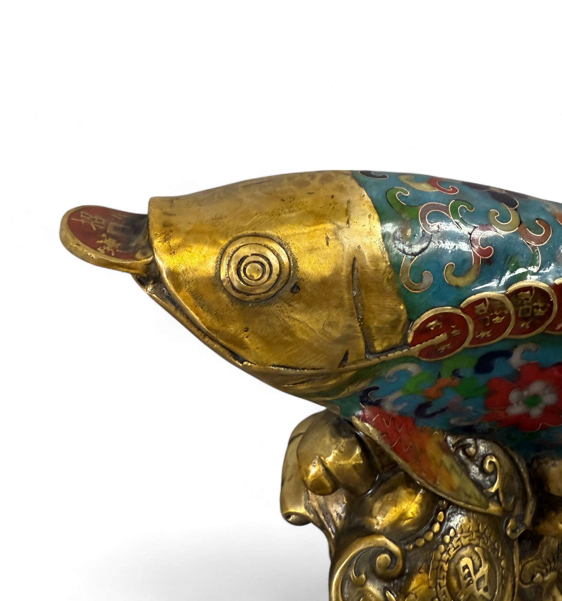 Koifisch Bronze Skulptur Cloisonne Figur Reichtumssymbol