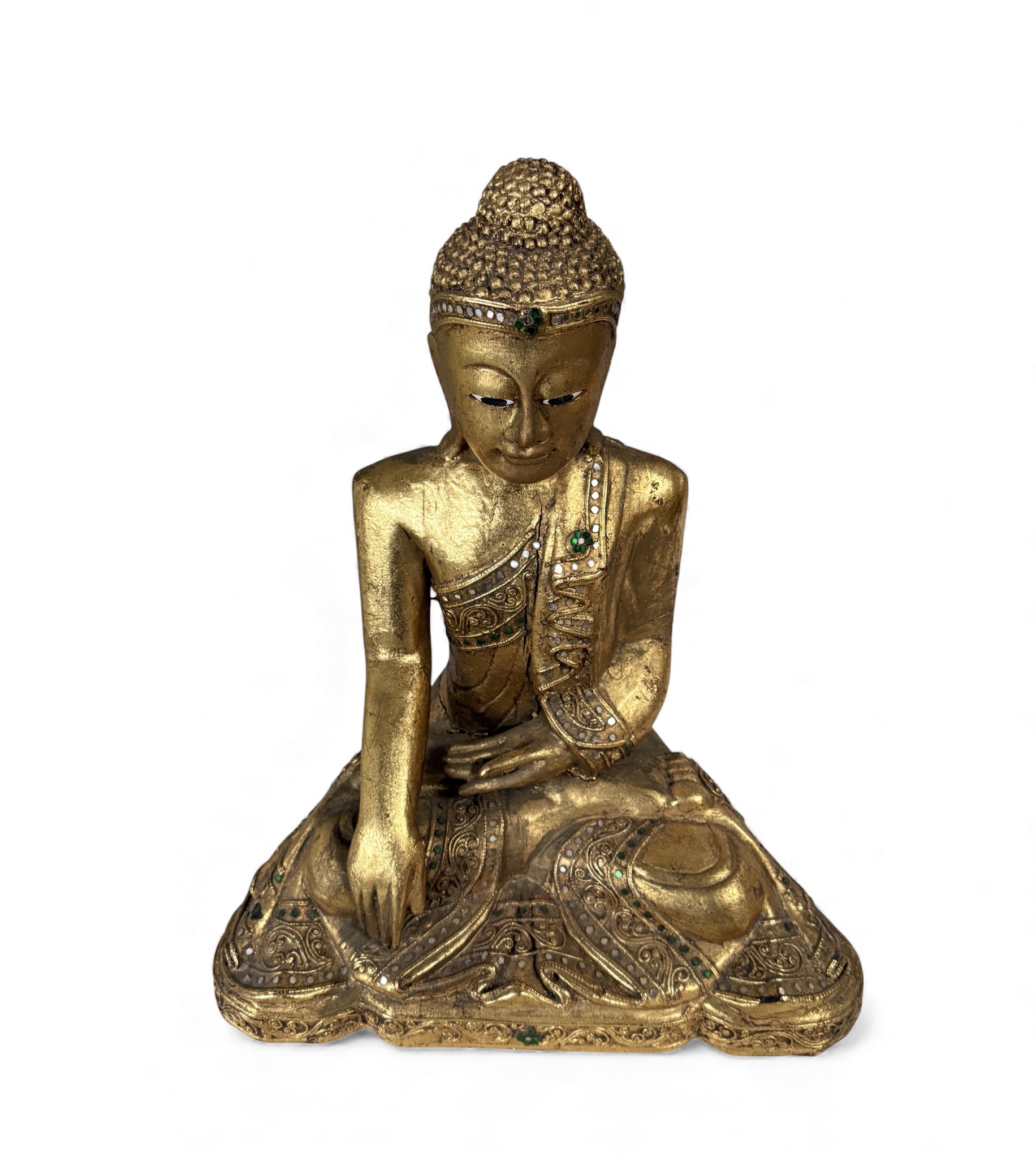 Holz Buddha Statue Thailand blattvergoldet 44,5cm
