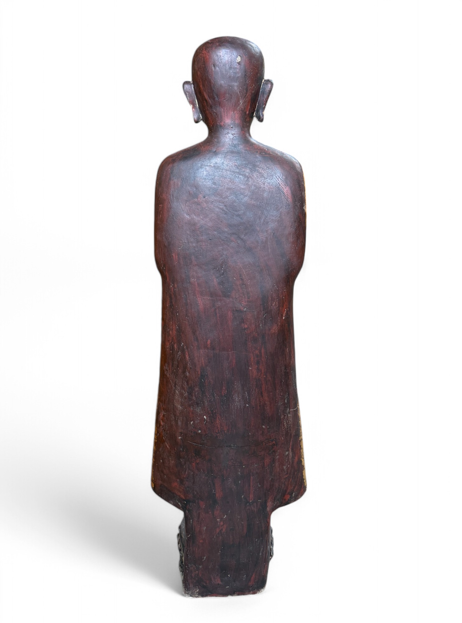 Birma Bettelmönch Statue Lacquerware Skulptur vergoldet 110 cm