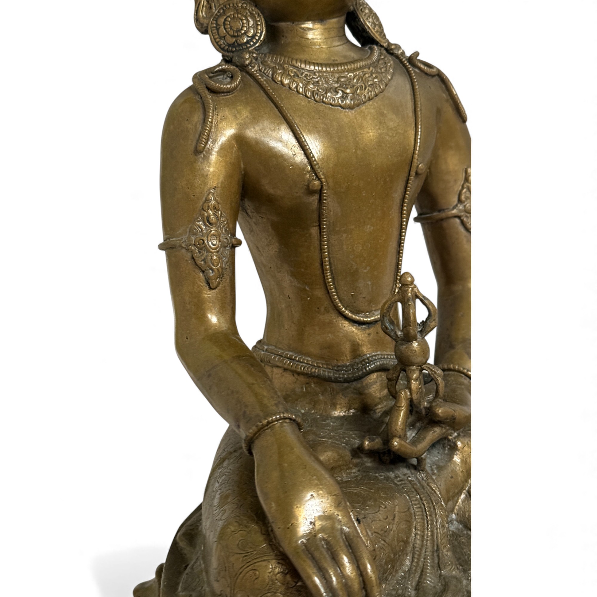 Tibet Buddha Skulptur aus Bronze mit Dorje